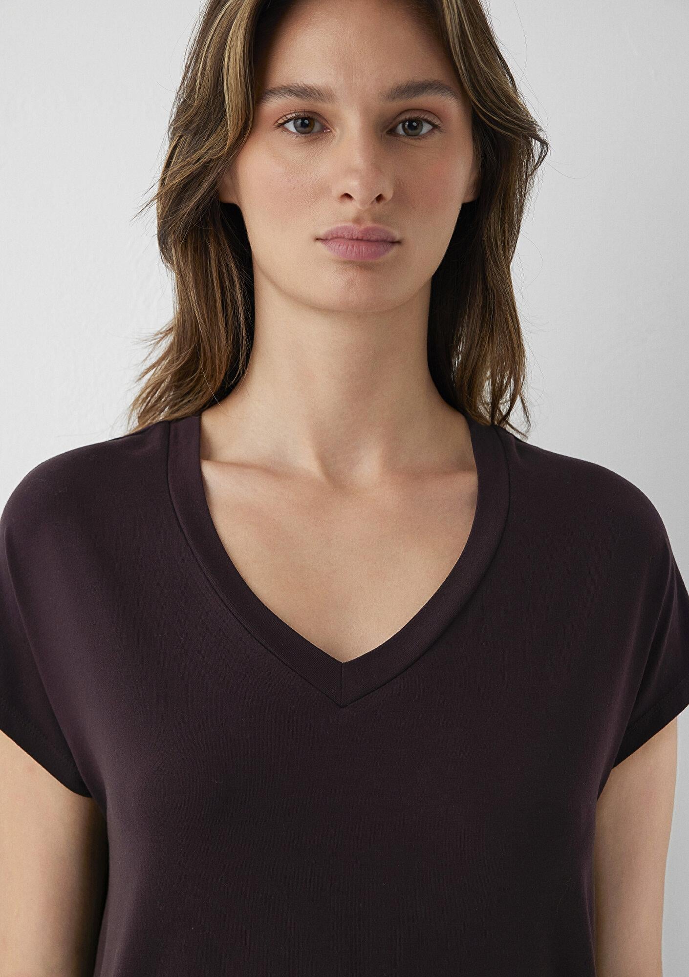 Mavi Kahverengi Basic Tişört Regular Fit / Normal Kesim 167714-90704