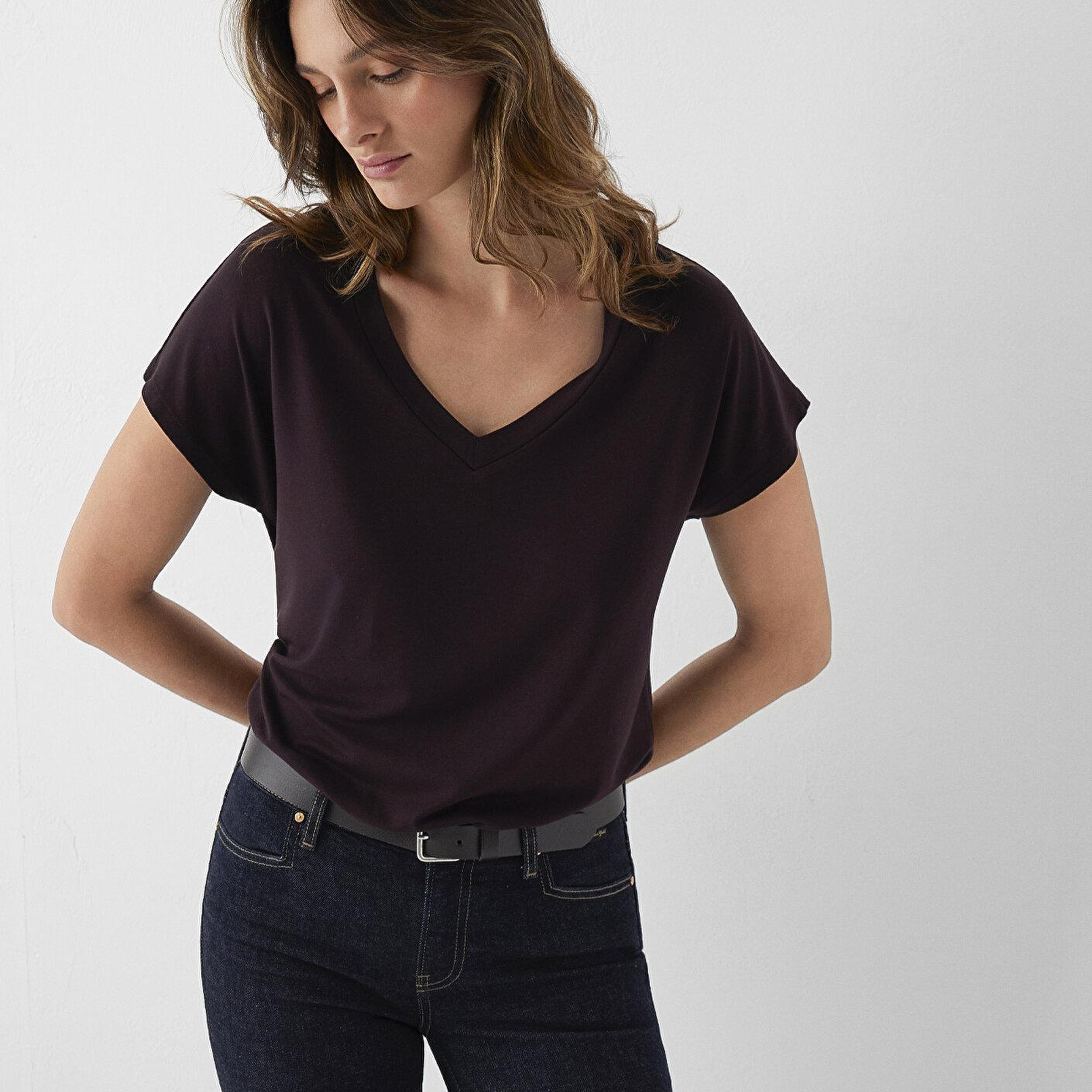 Mavi Kahverengi Basic Tişört Regular Fit / Normal Kesim 167714-90704