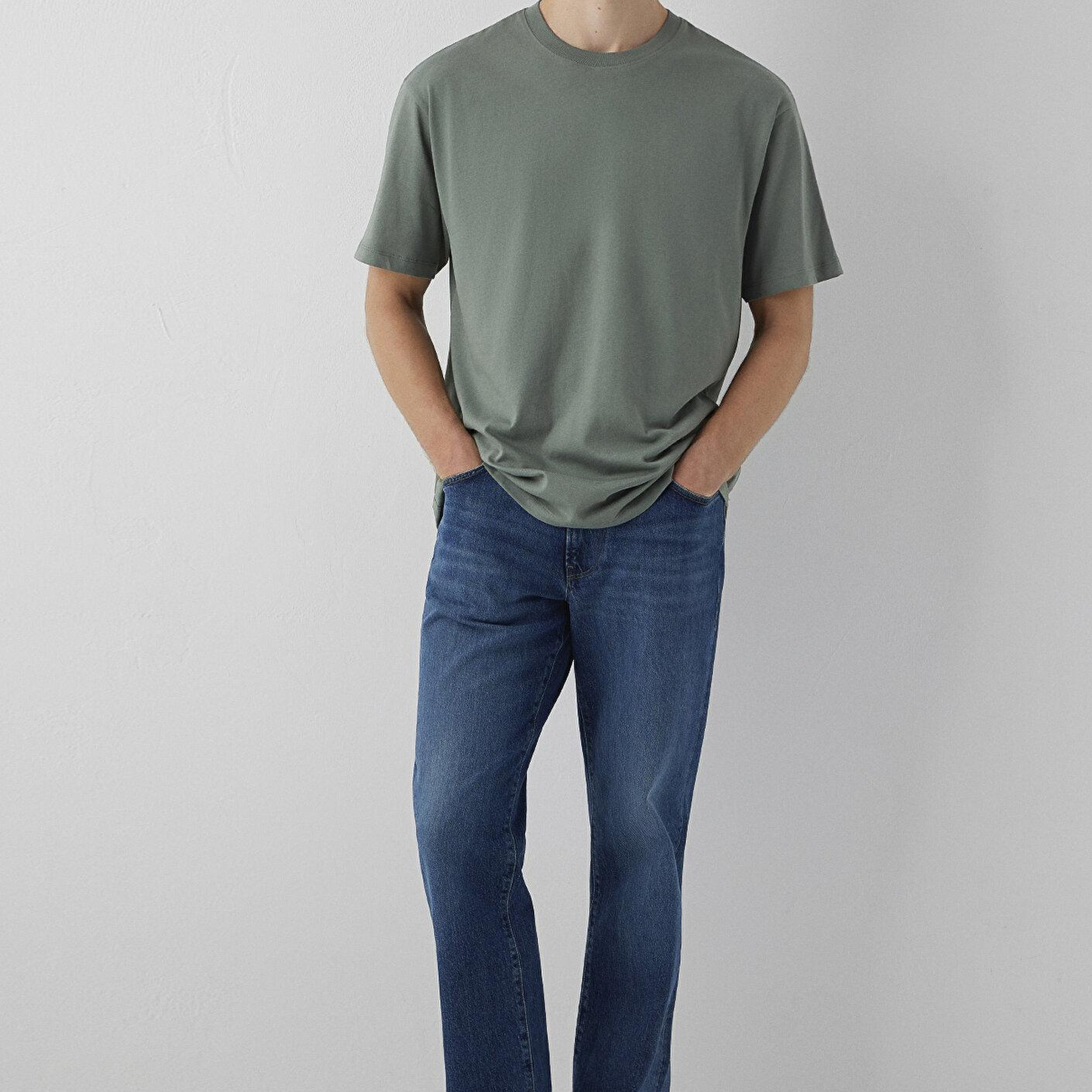 Mavi Haki Basic Tişört Loose Fit / Bol Rahat Kesim 066249-80692