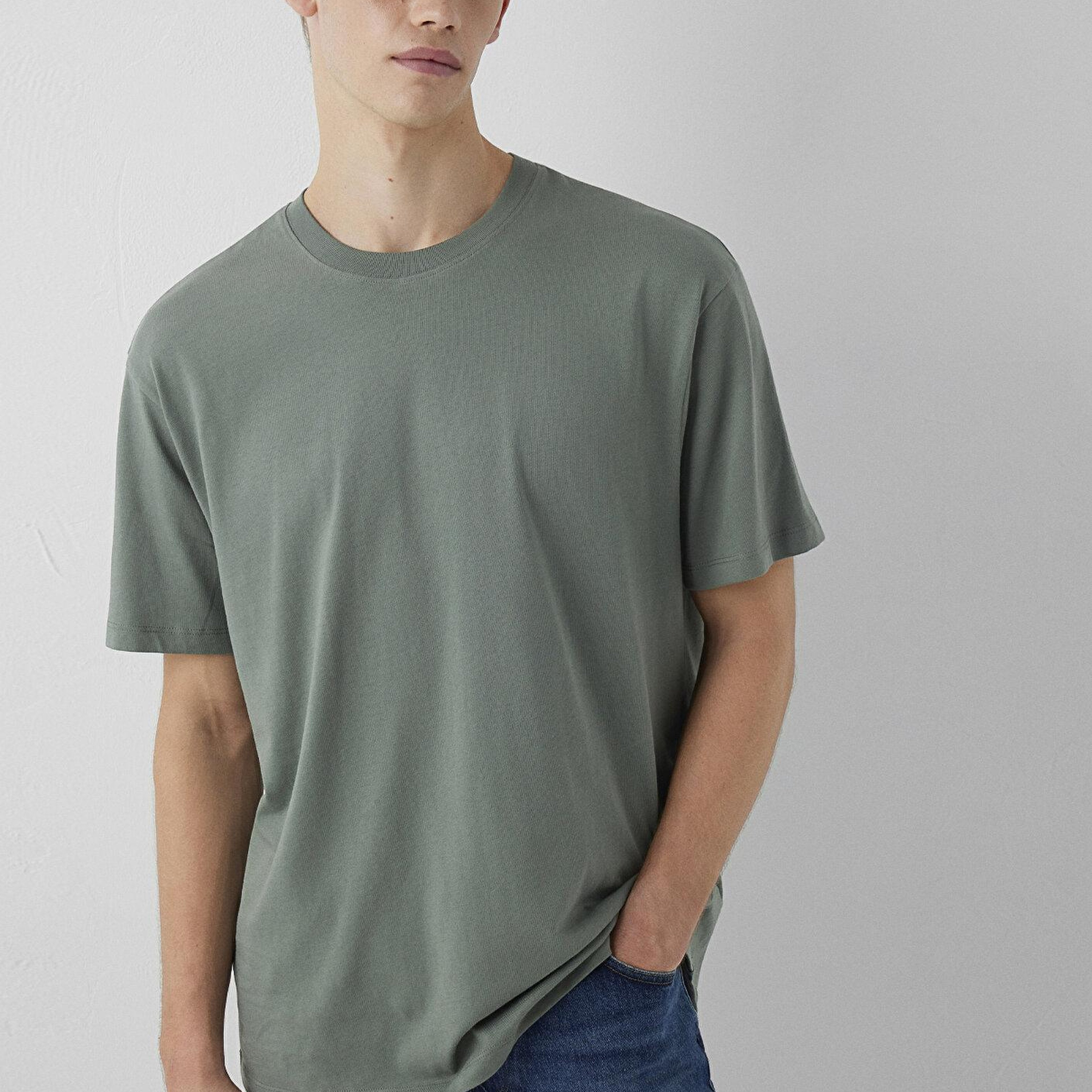 Mavi Haki Basic Tişört Loose Fit / Bol Rahat Kesim 066249-80692