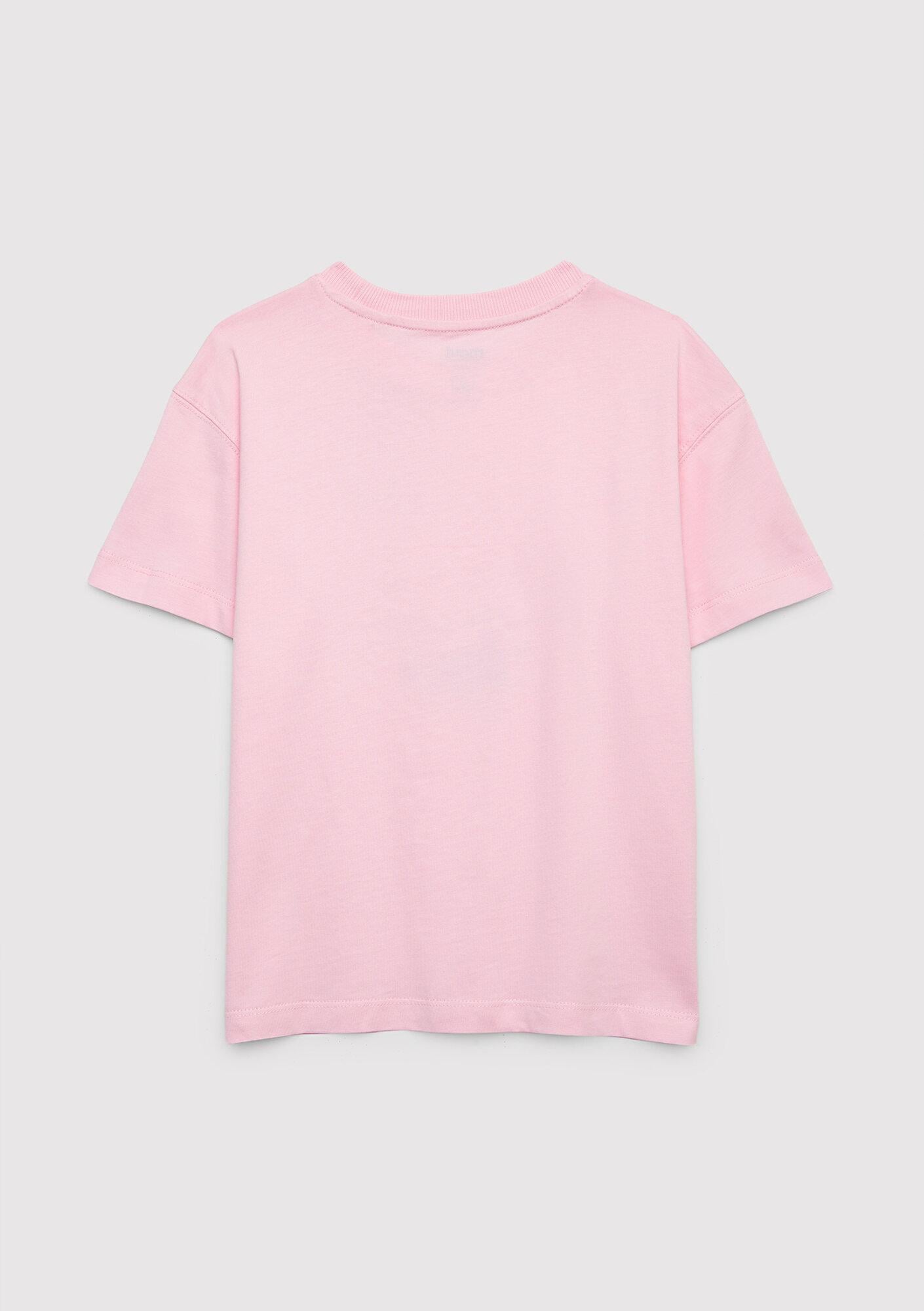 Mavi Baskılı Pembe Tişört Loose Fit / Bol Rahat Kesim 7610502-86953