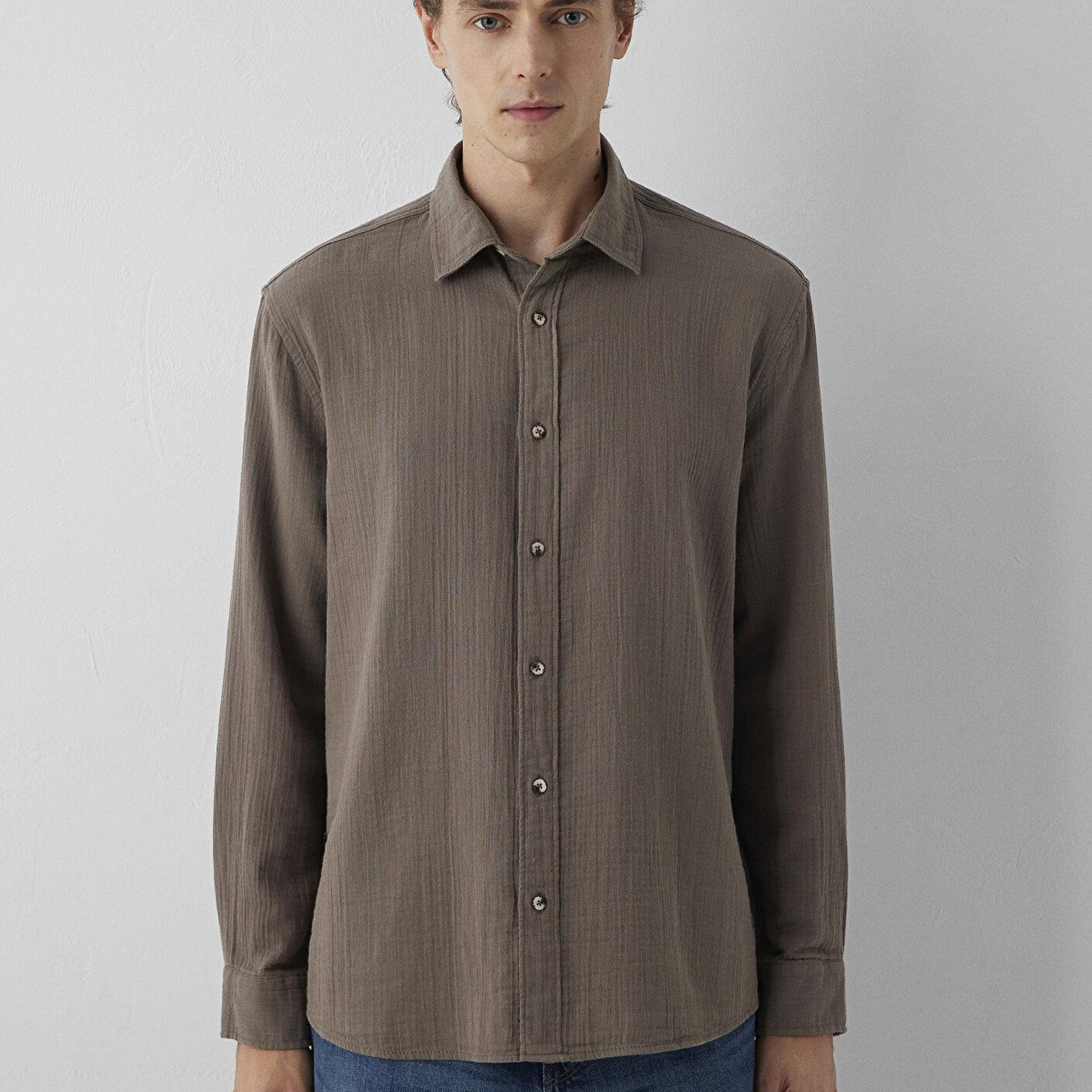 Mavi Kahverengi Gömlek Regular Fit / Normal Kesim 0211518-83866