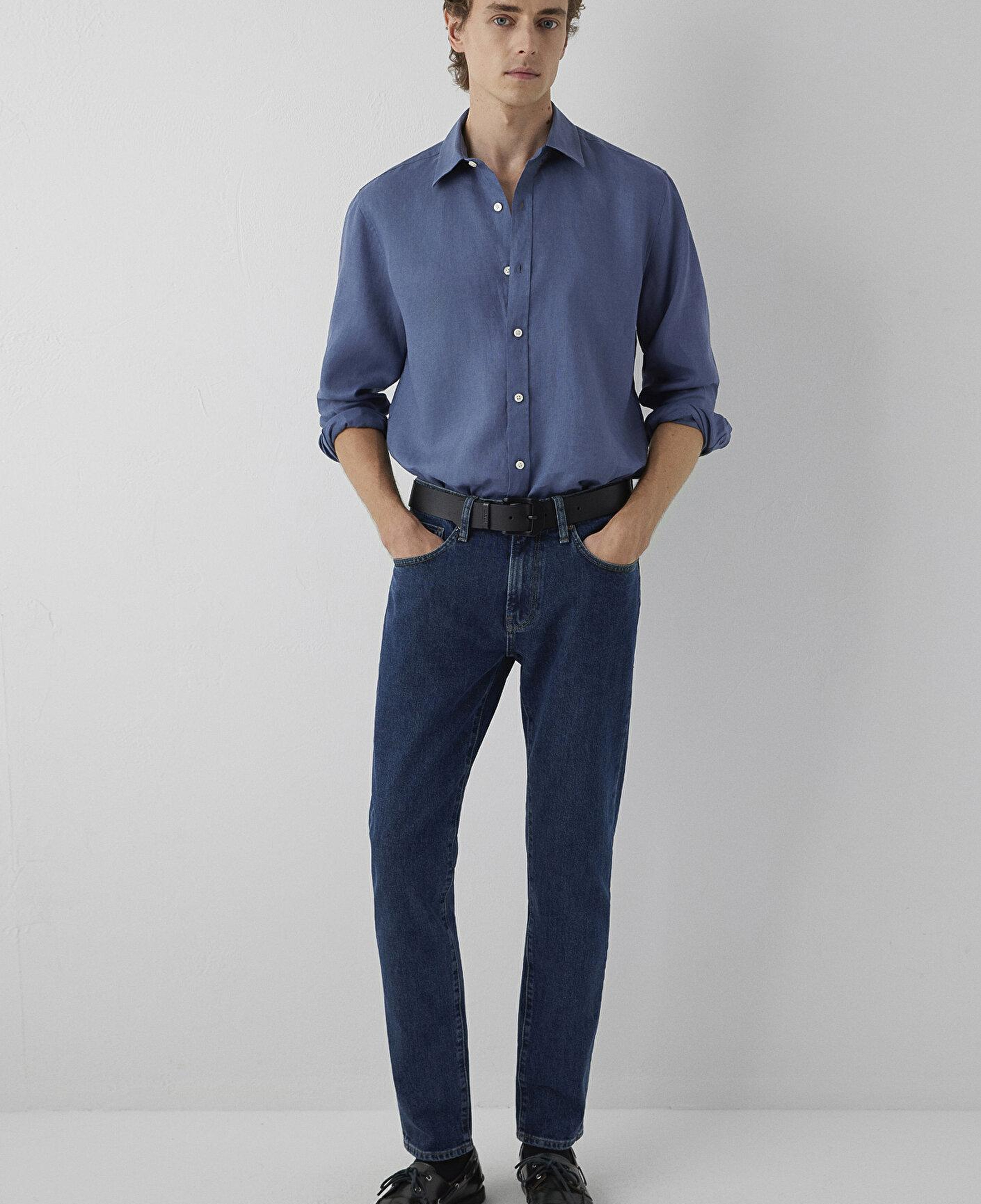 Mavi Mavi Keten Gömlek Slim Fit / Dar Kesim 0211466-86702
