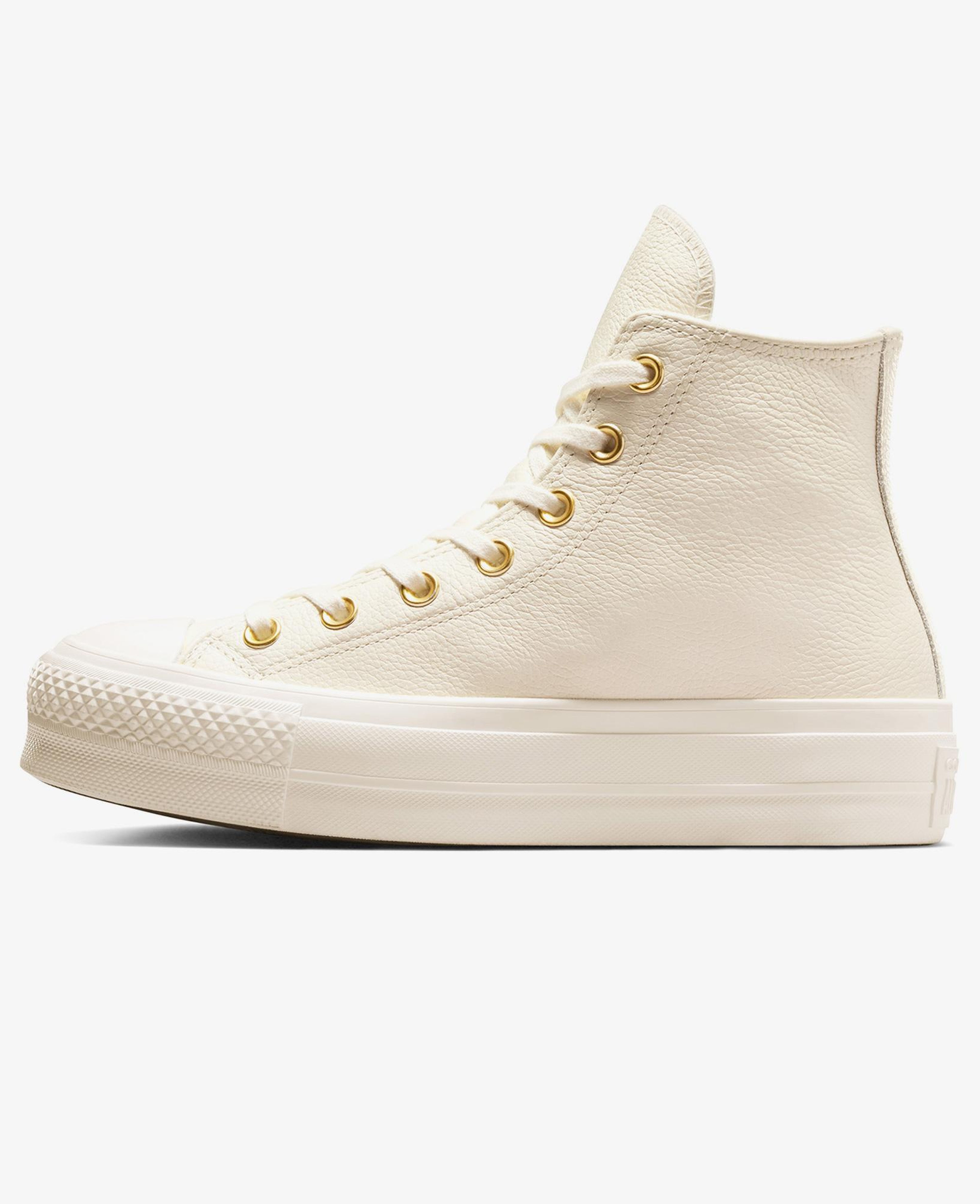 Converse Chuck Taylor All Star Lift Kadın Krem Deri Platform Sneaker