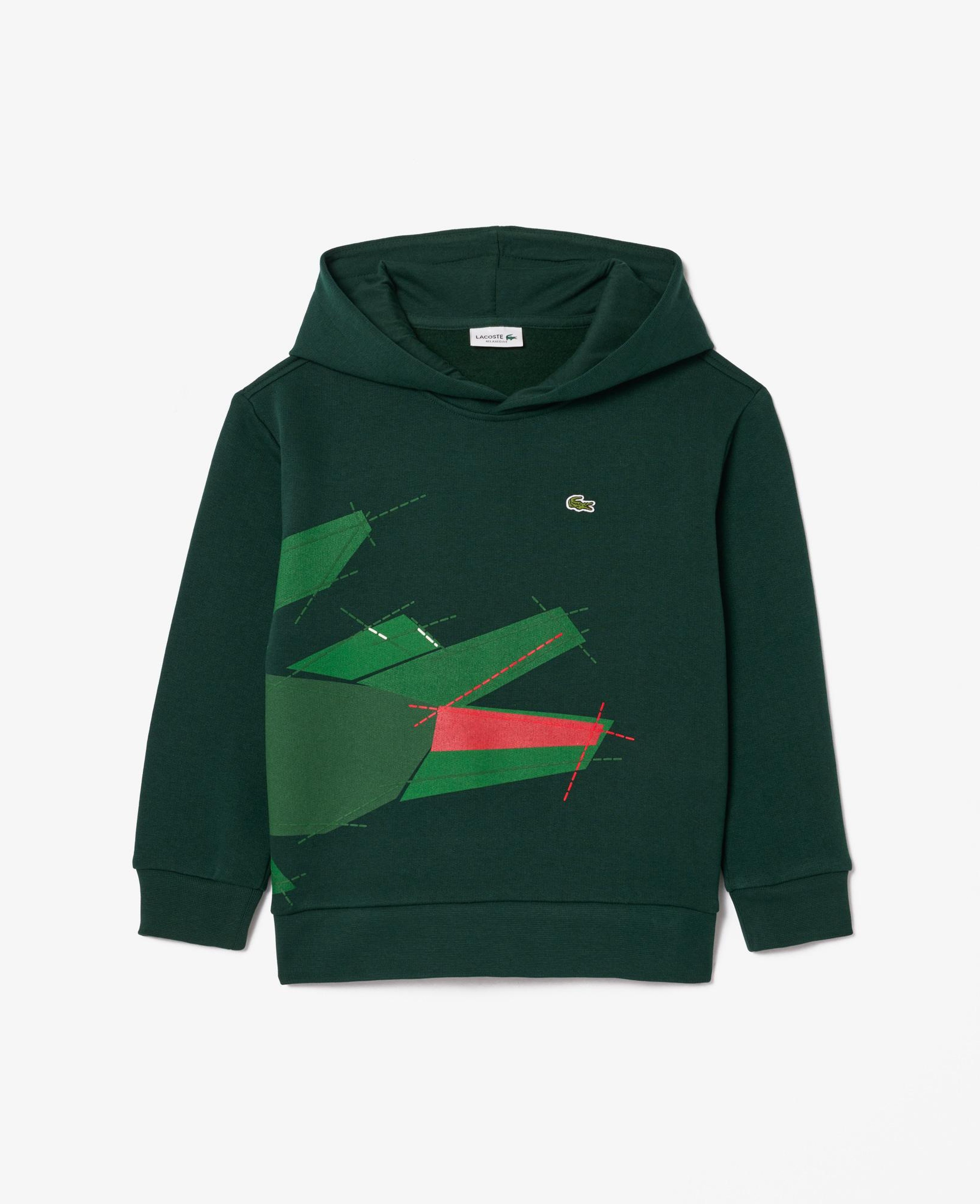 Çocuk Kapüşonlu Baskılı Yeşil Sweatshirt