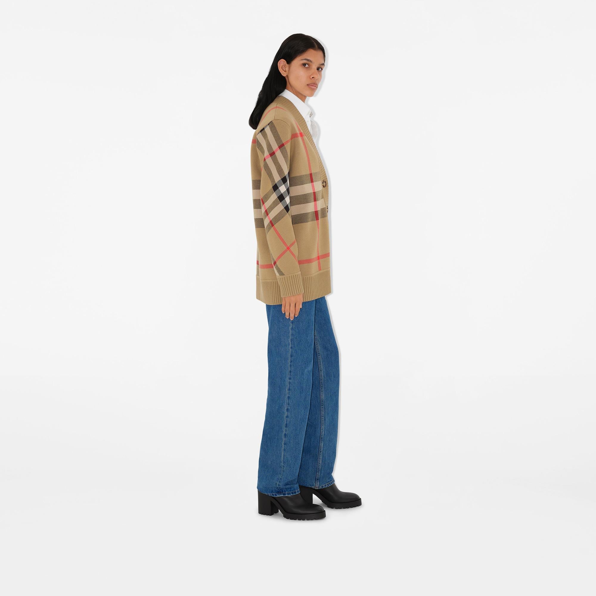Burberry Check Yün Karışımlı Kadın Bej Hırka