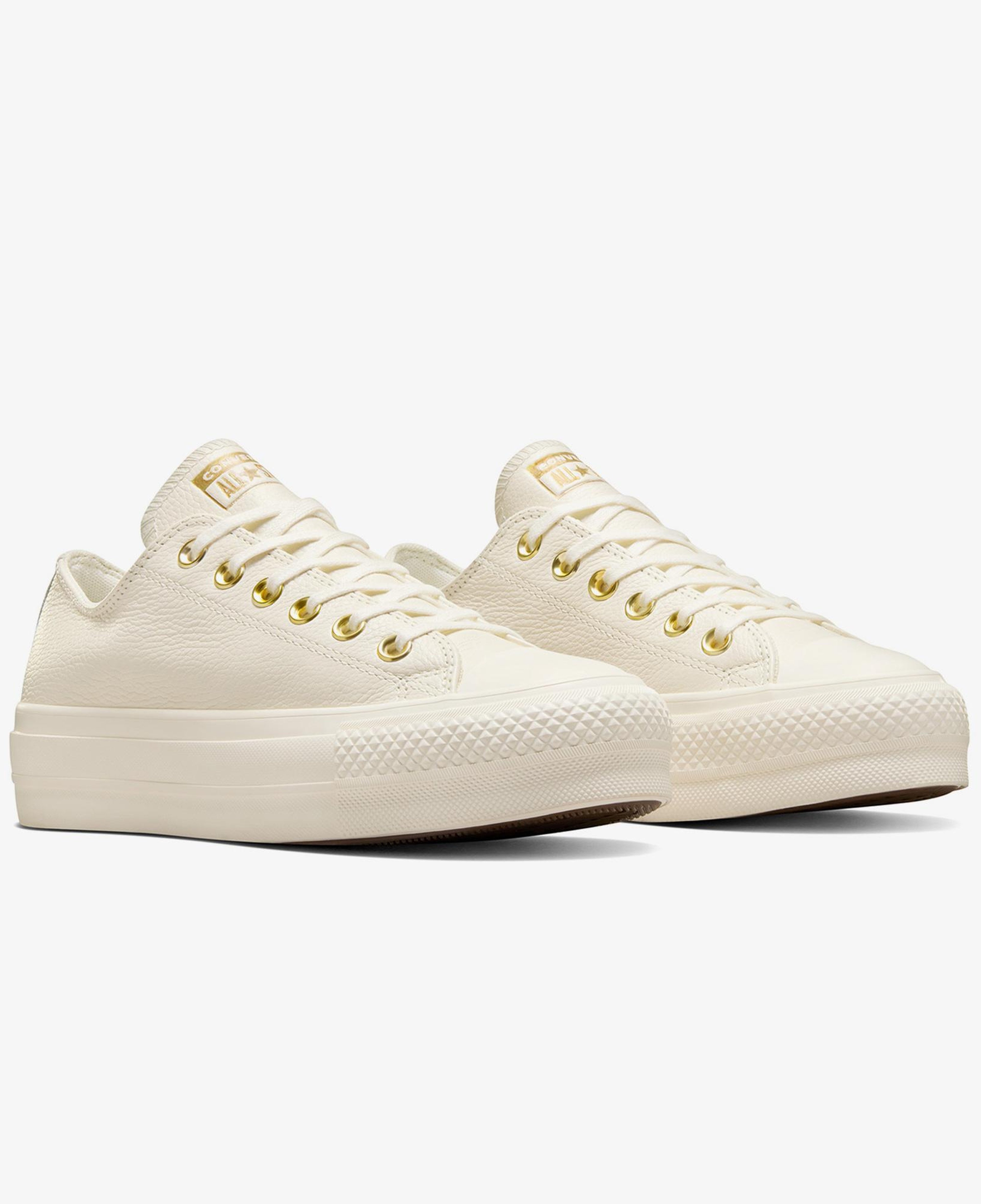 Converse Chuck Taylor All Star Lift Unisex Krem Deri Platform Sneaker