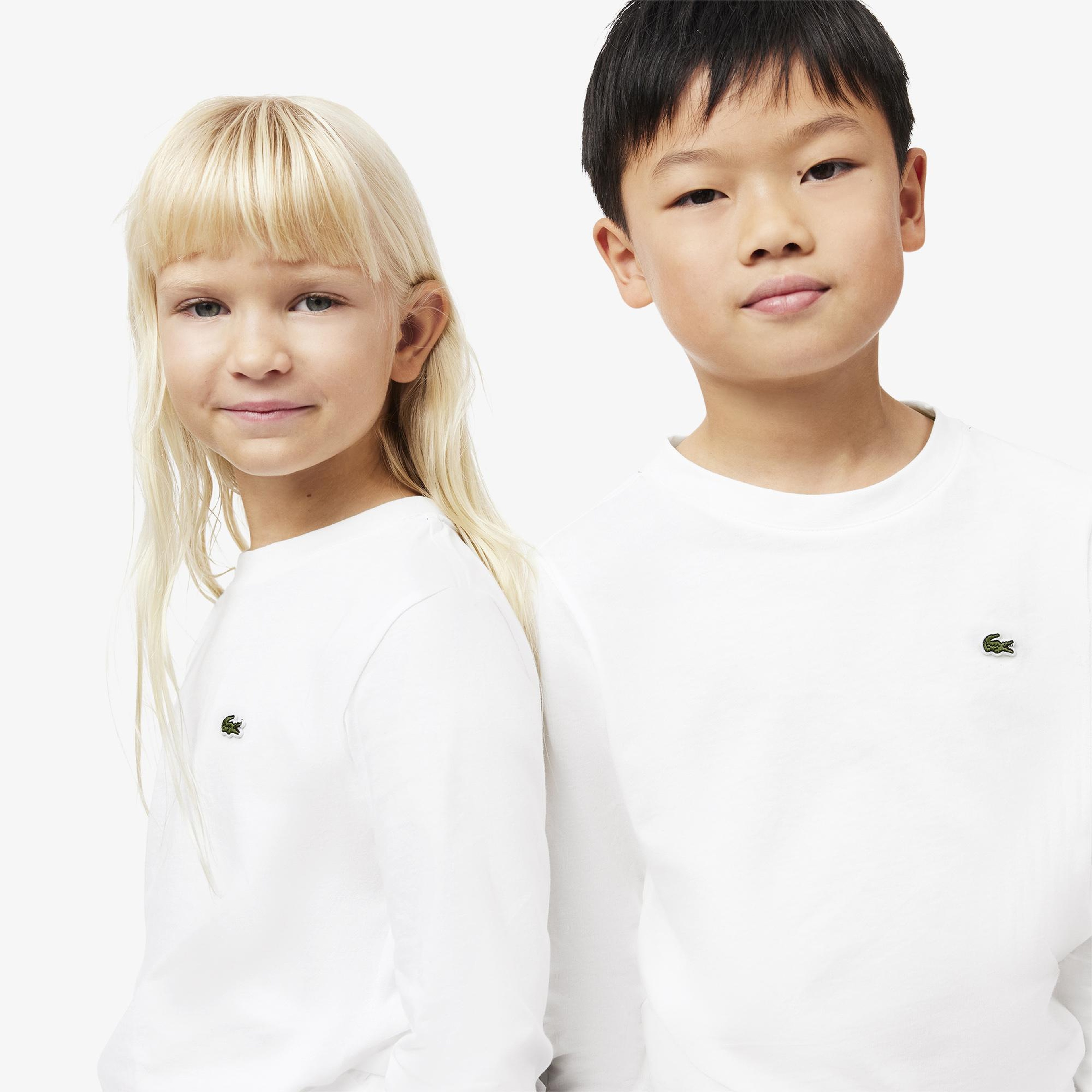 Lacoste Çocuk Uzun Kollu Bisiklet Yaka Beyaz T-Shirt