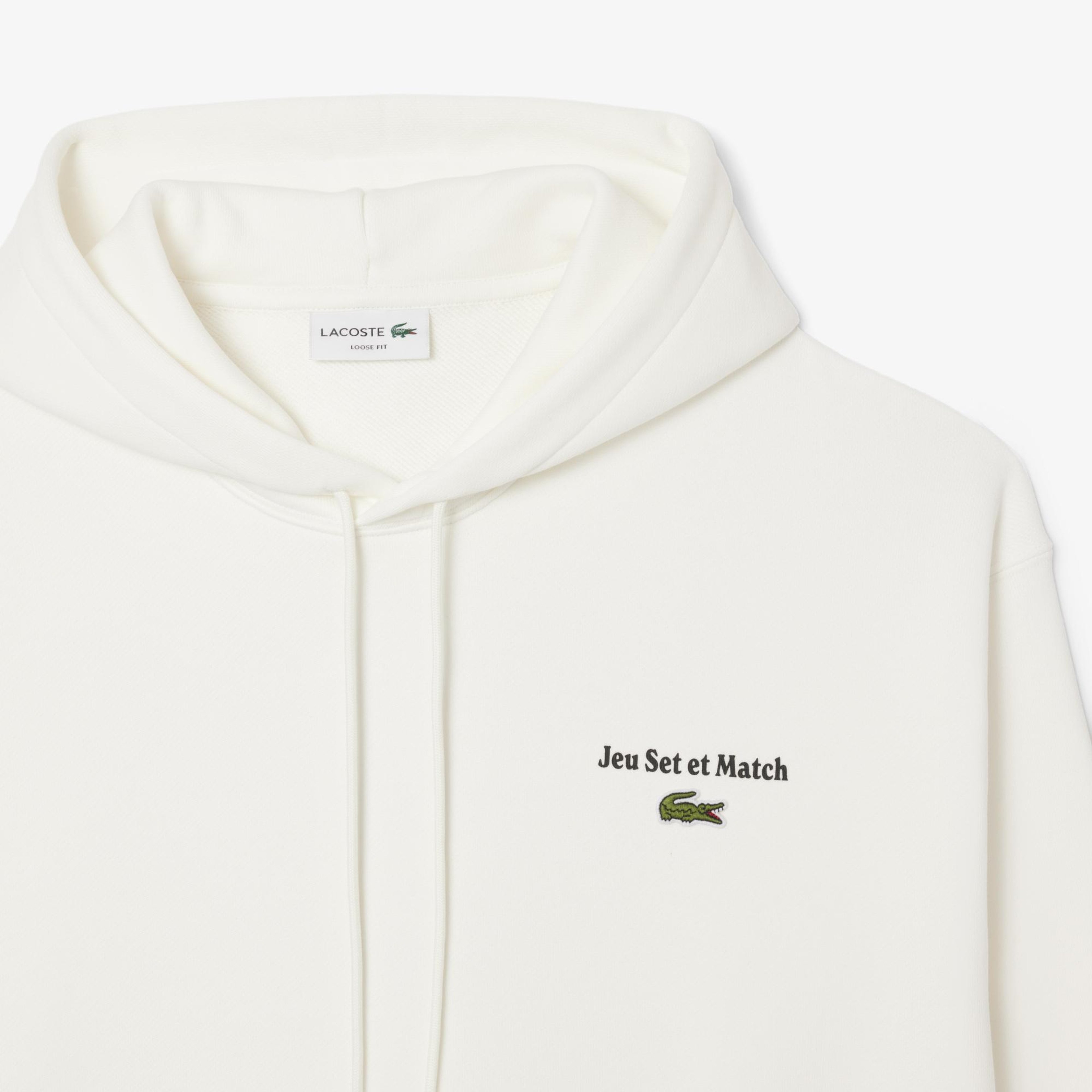 Lacoste Multi Print Fleece Erkek Beyaz Hoodie