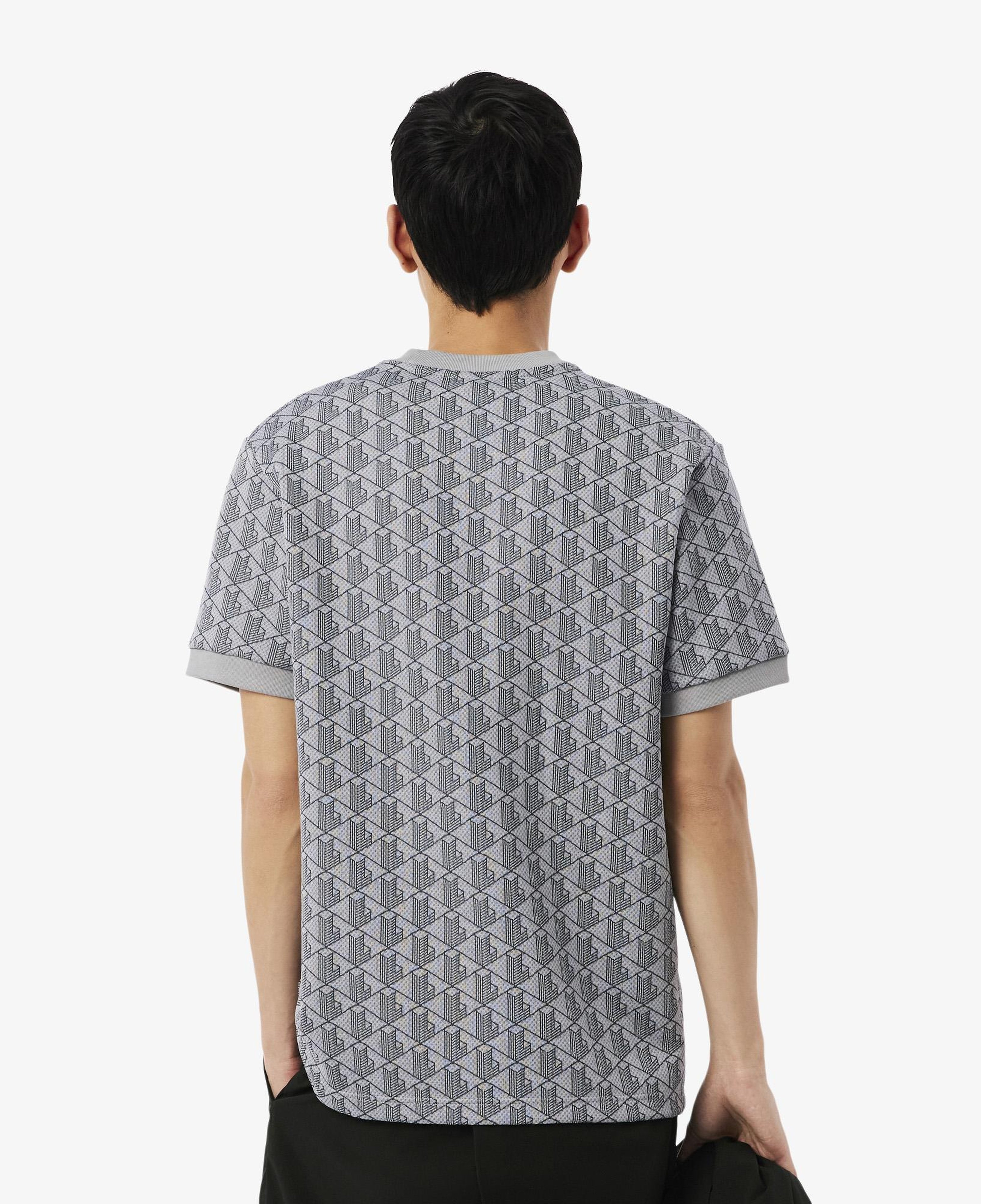Erkek Classic Fit Bisiklet Yaka Monogram Gri T-Shirt