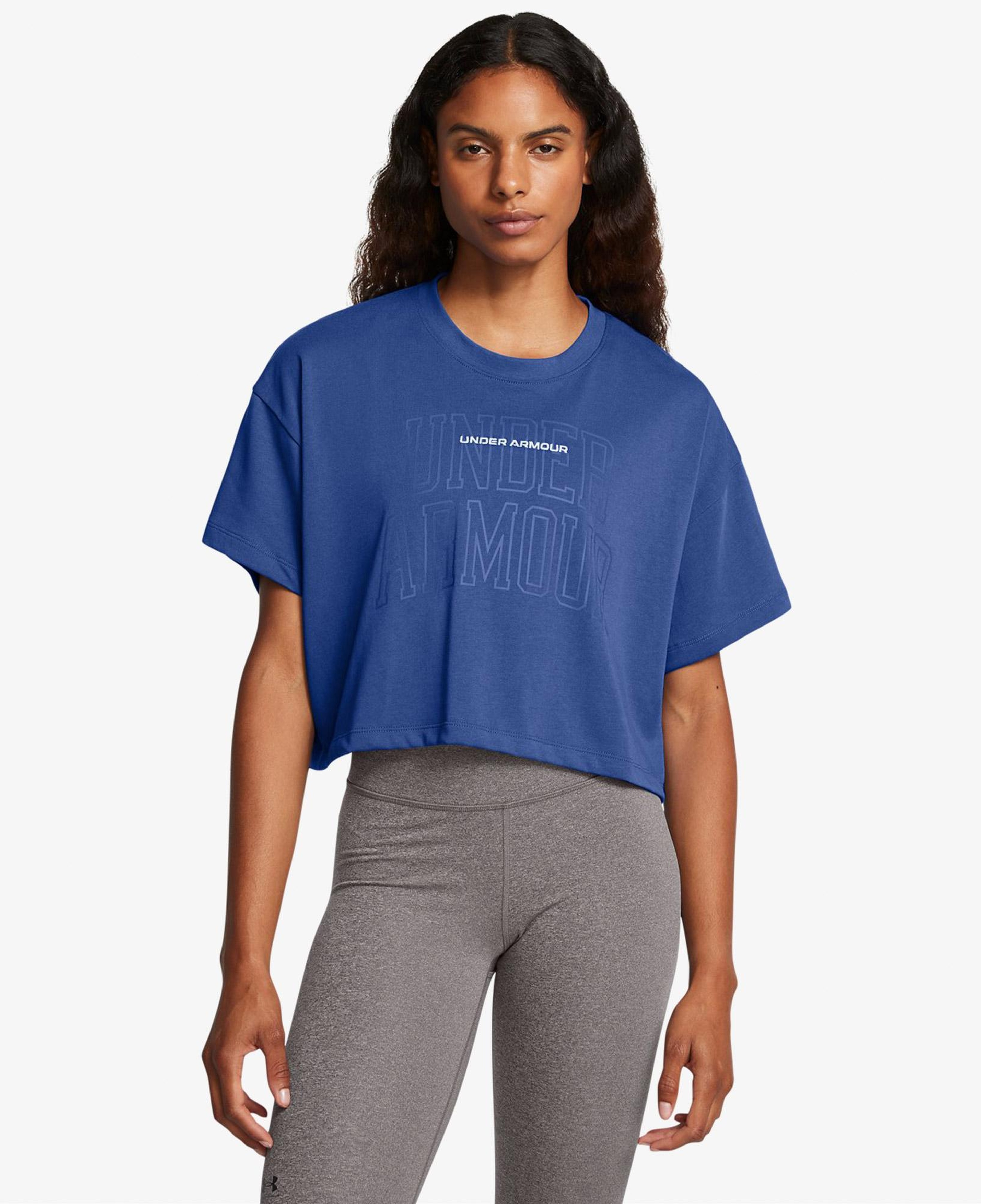 Under Armour Varsity Mix Heavyweight Kadın Mavi Antrenman T-Shirt