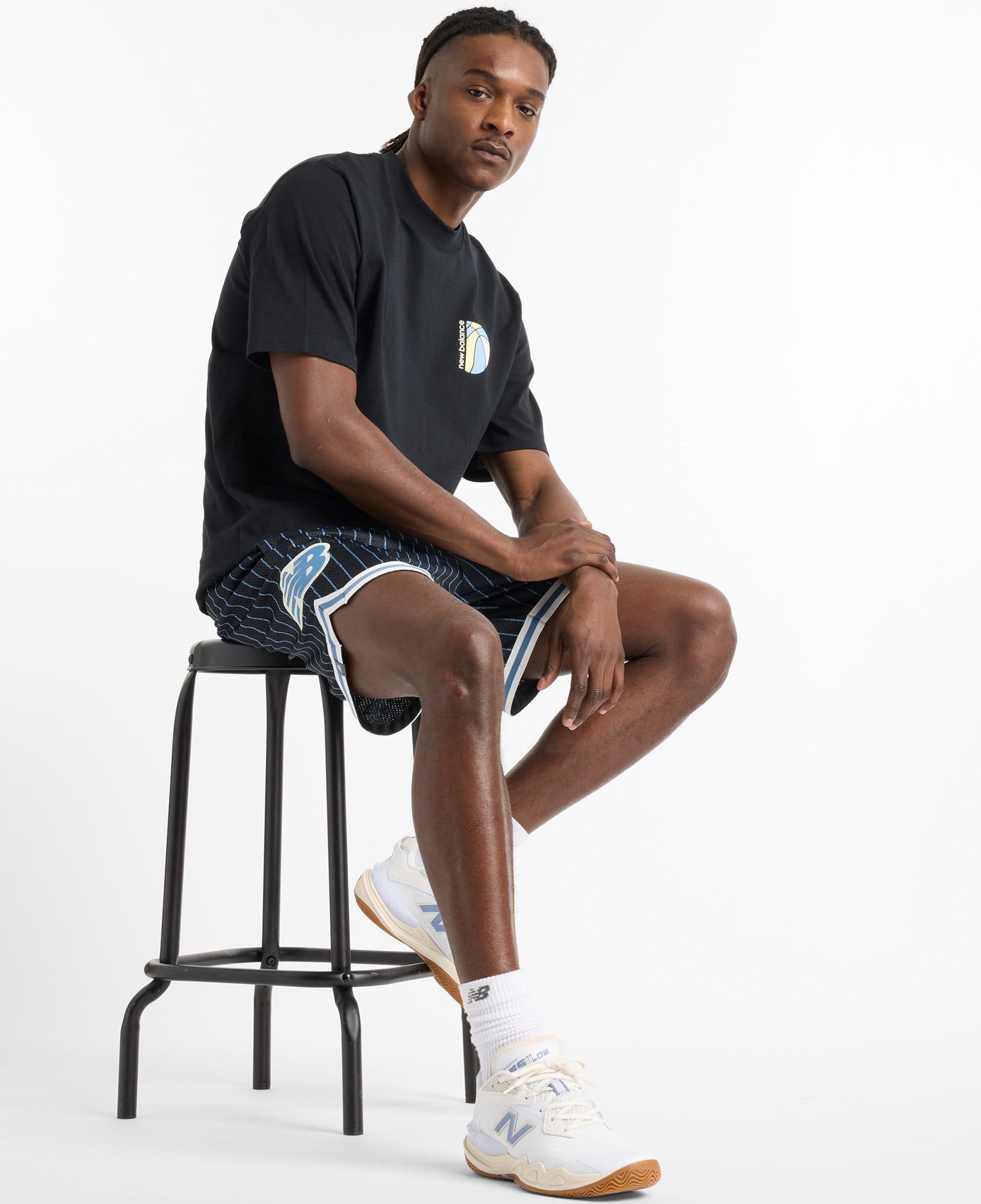 New Balance Hoops Mosaic Court Graphic Erkek Siyah T-Shirt