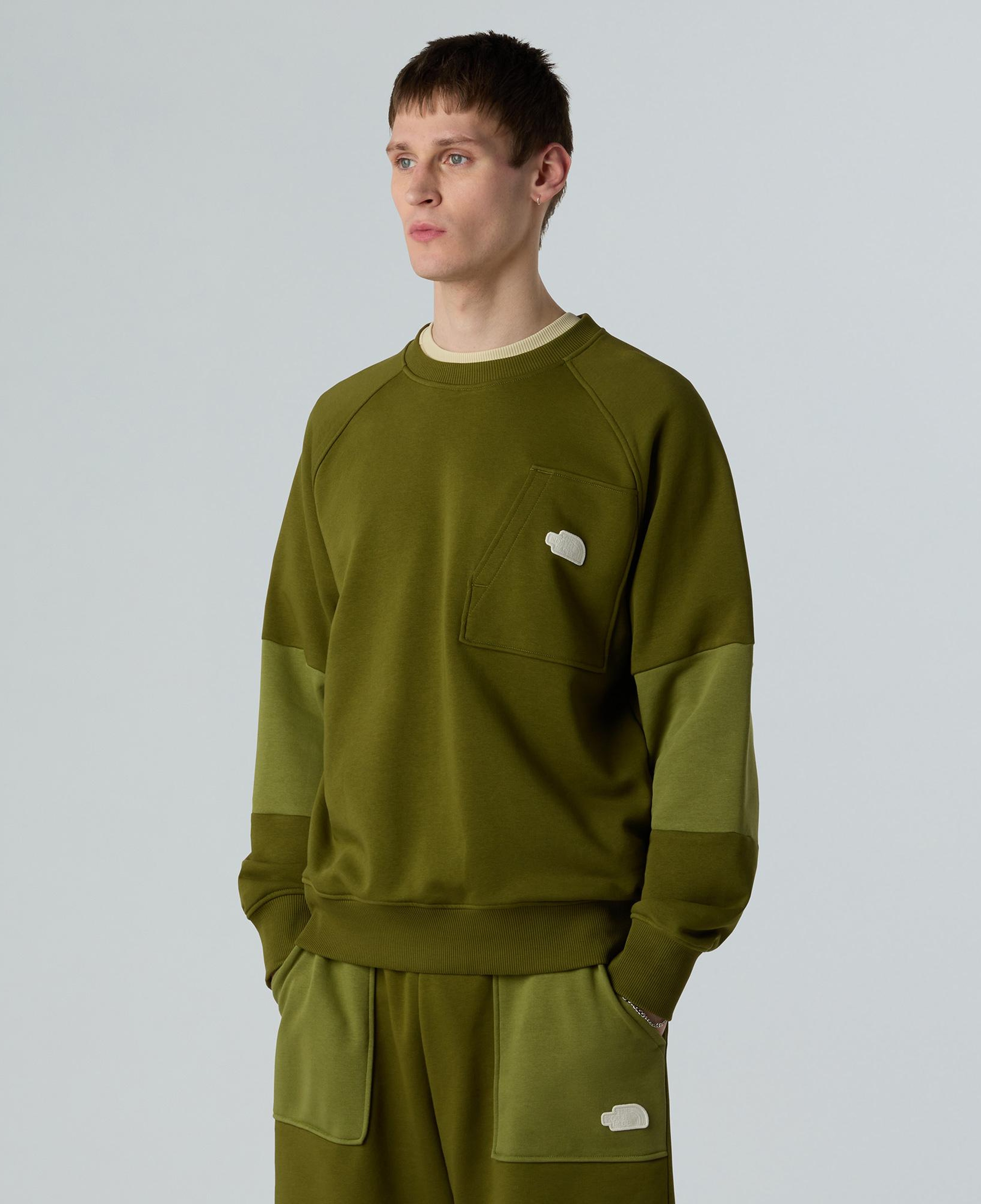 The North Face Terry Relaxed Crew Erkek Haki Sweatshirt