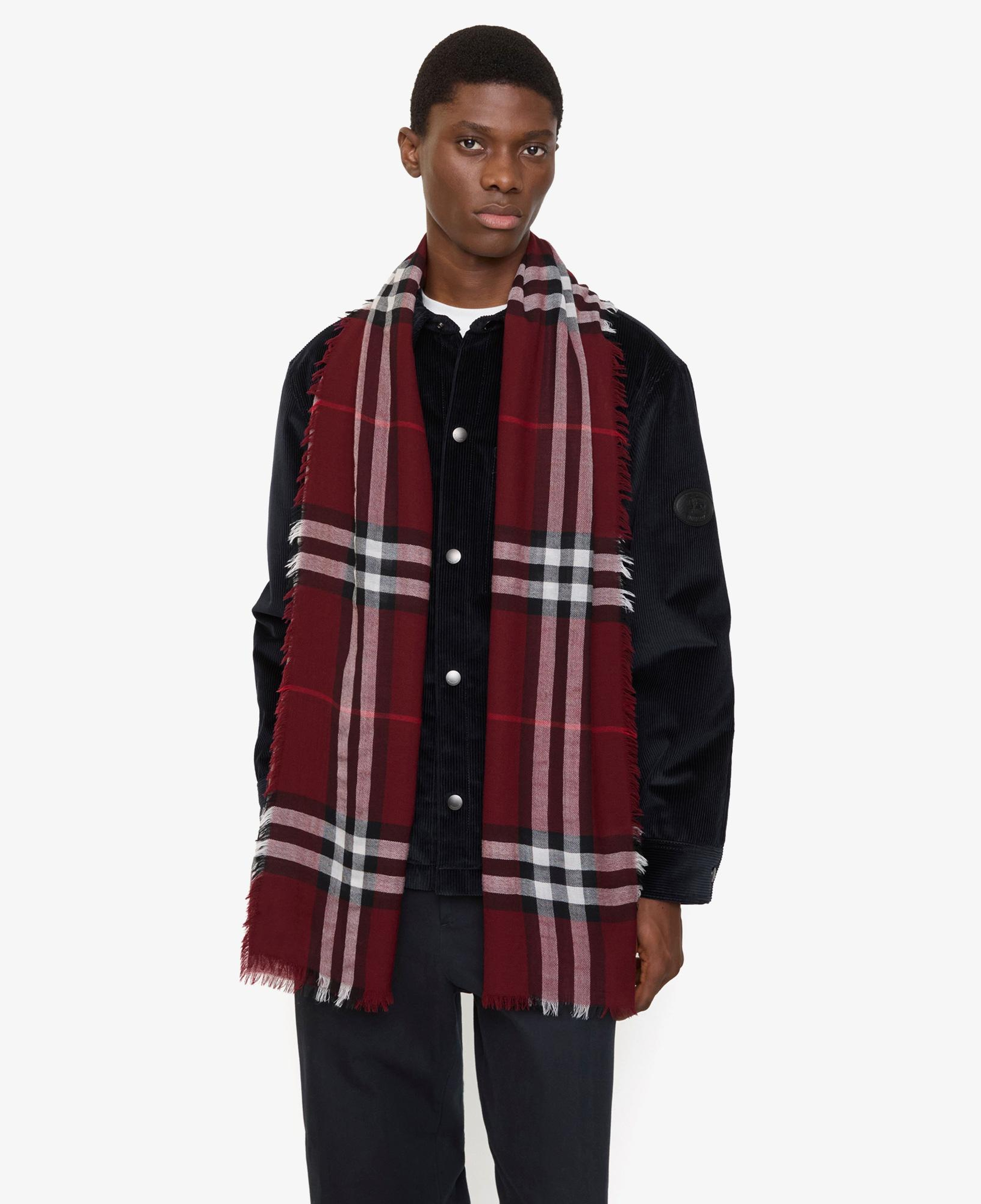Burberry Wide Check Wool Kadın Kırmızı Atkı