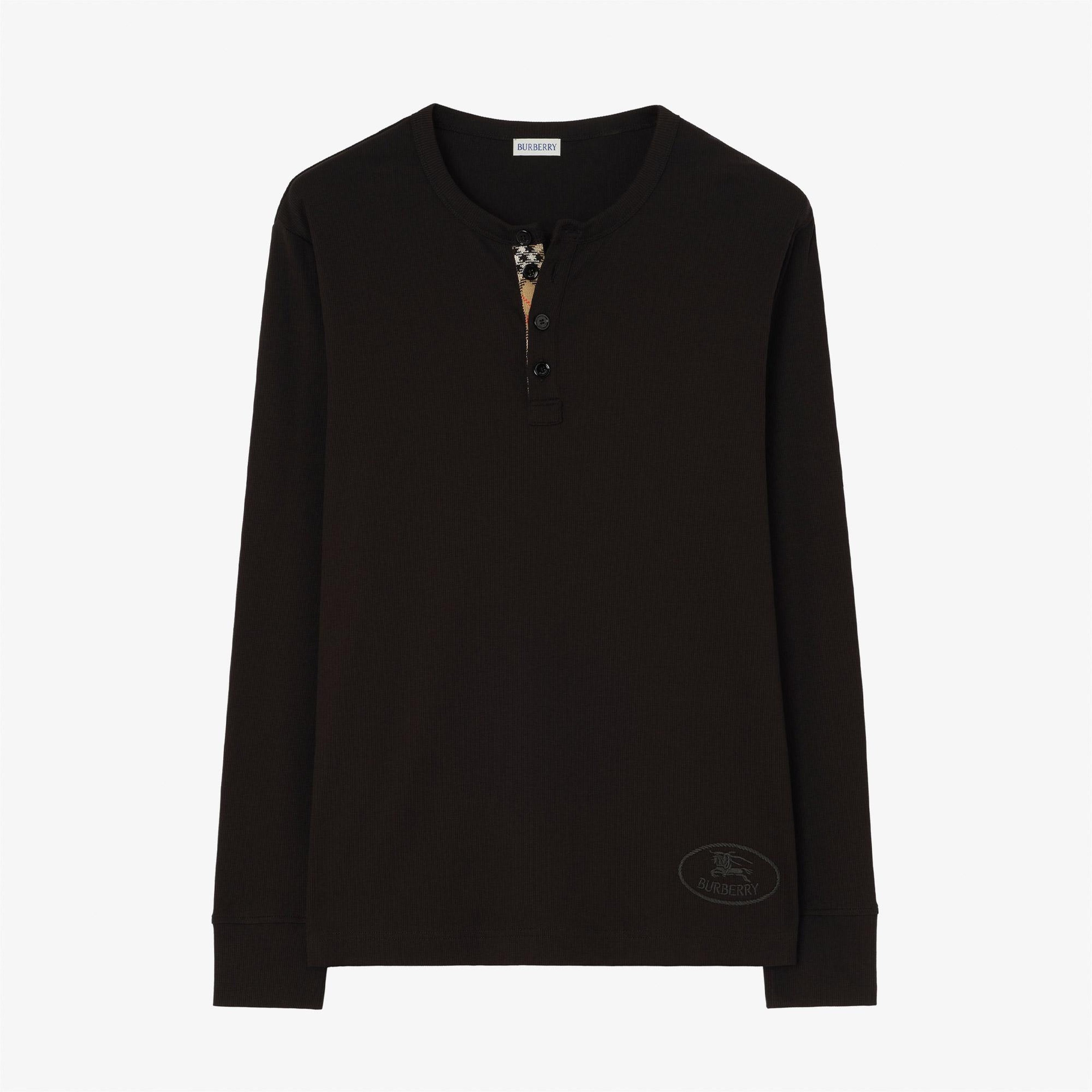 Burberry Henley Erkek Siyah T-Shirt