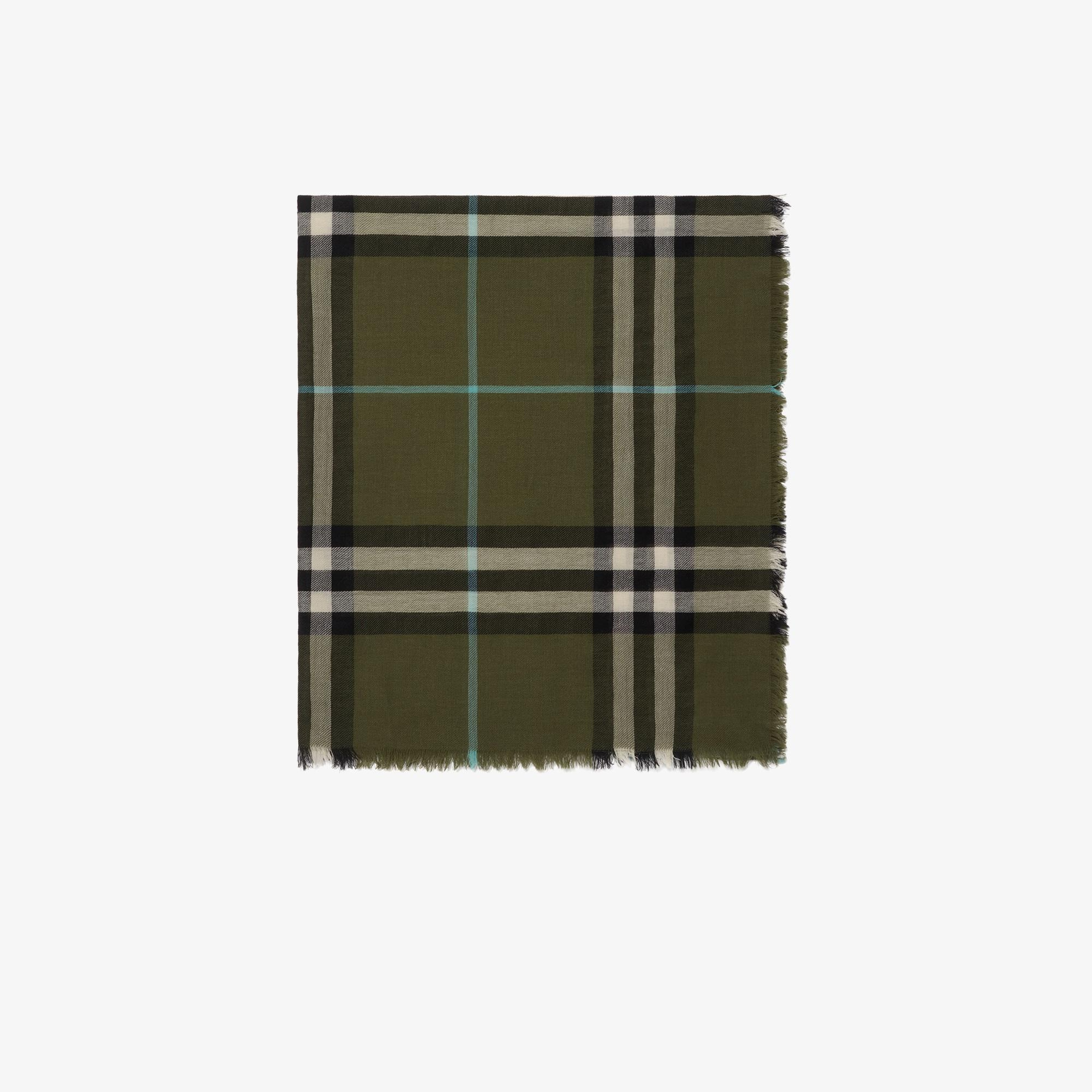 Burberry Wide Check Wool Kadın Haki Atkı