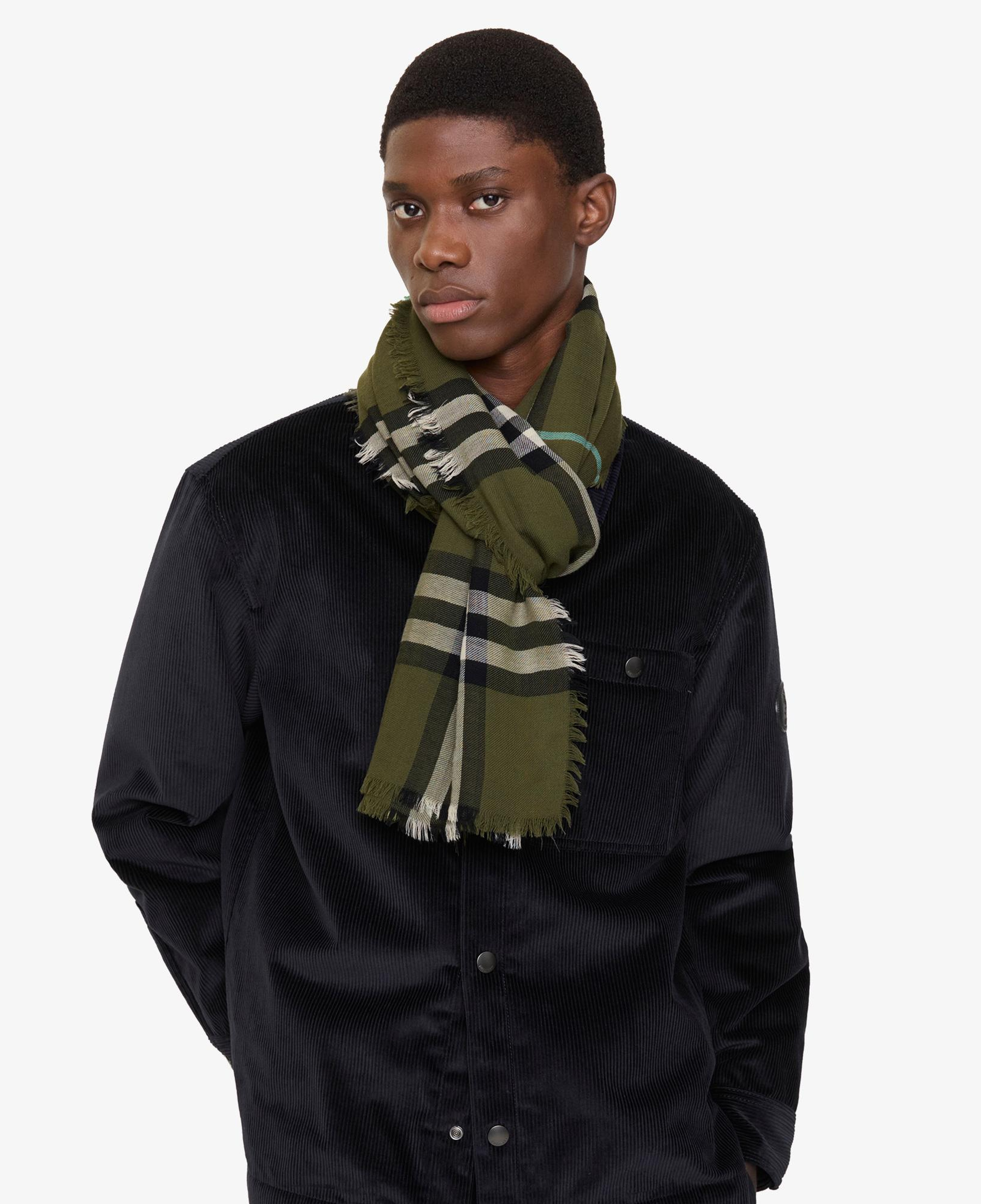 Burberry Wide Check Wool Kadın Haki Atkı