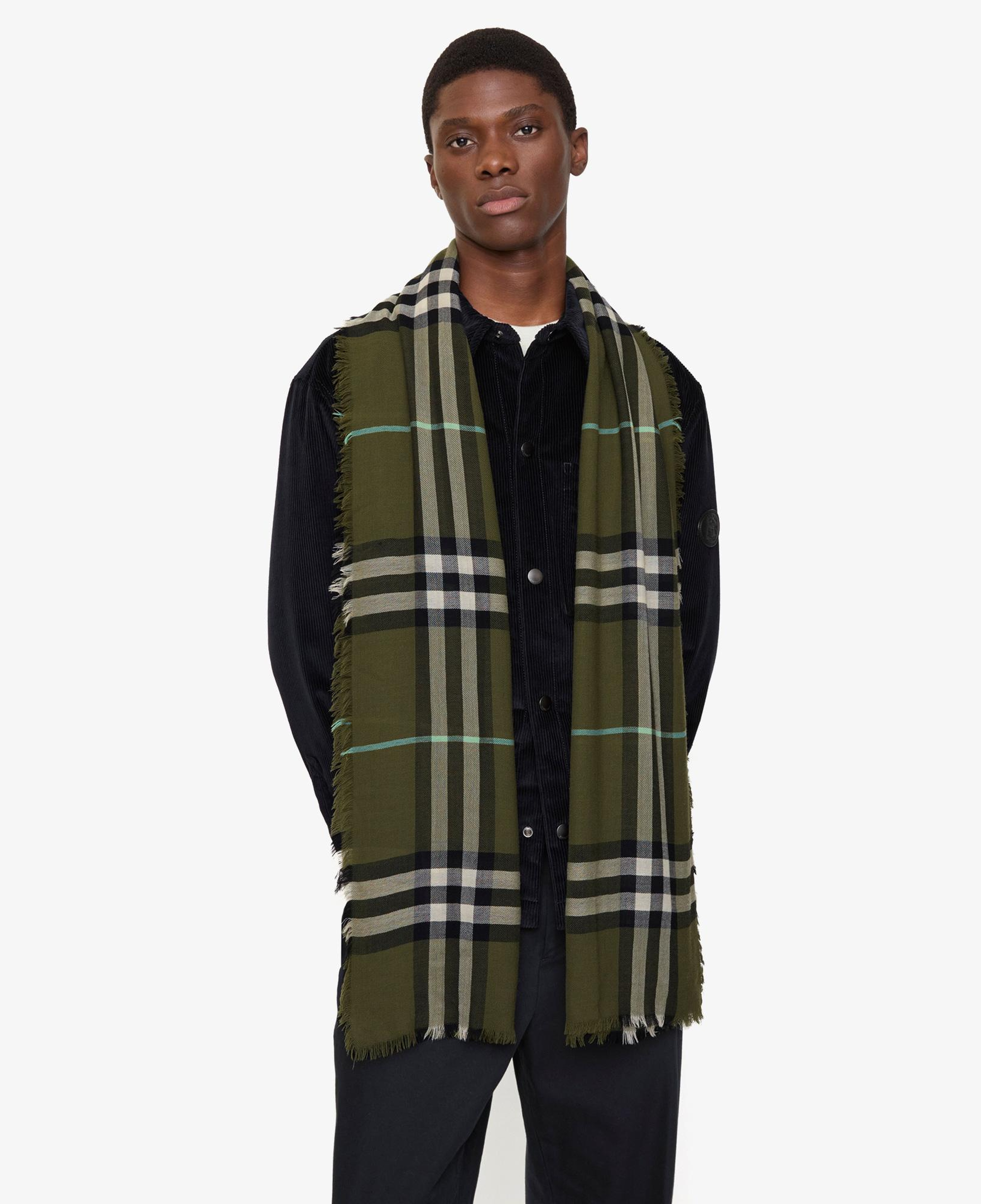 Burberry Wide Check Wool Kadın Haki Atkı