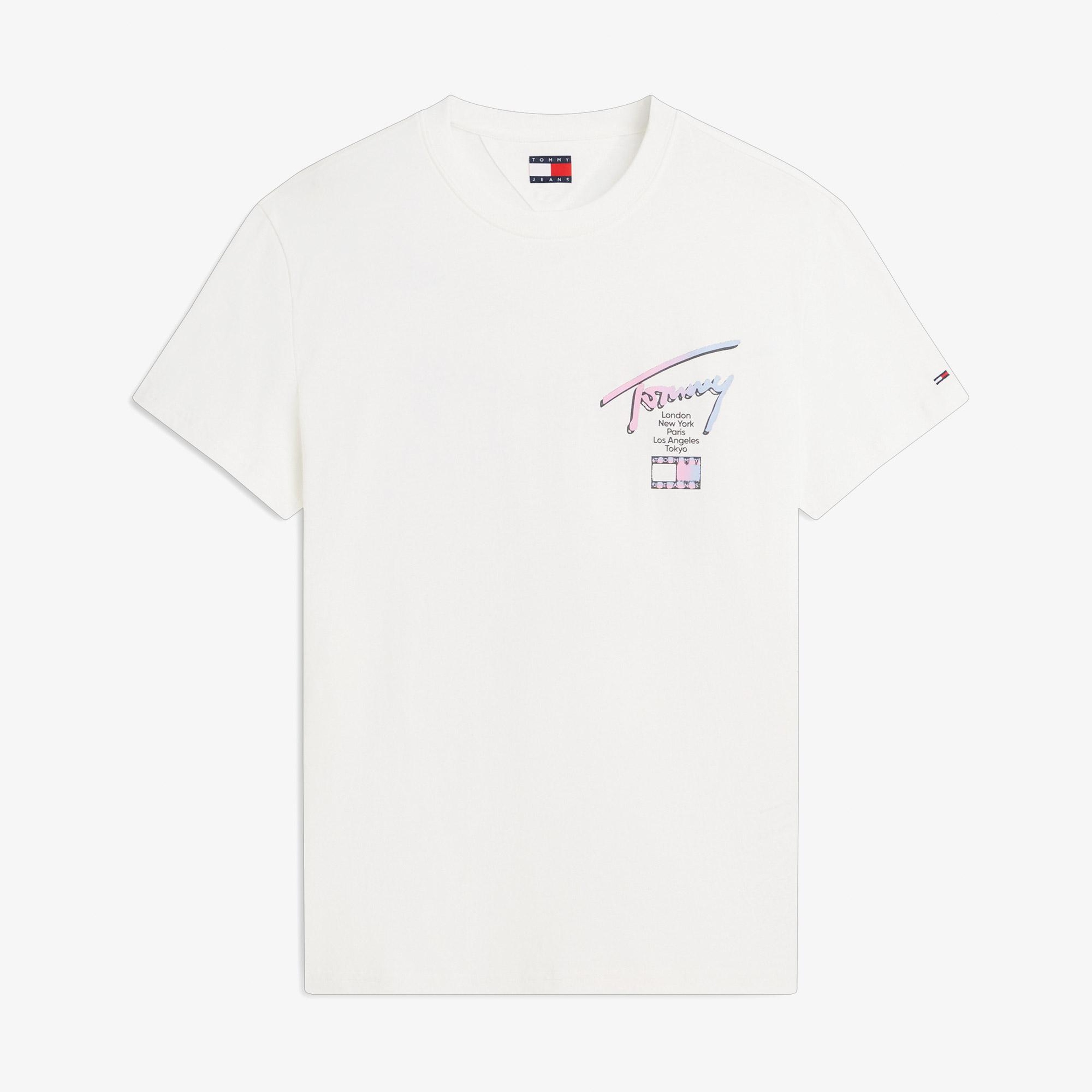 Tommy Hilfiger City Sign Erkek Beyaz T-Shirt