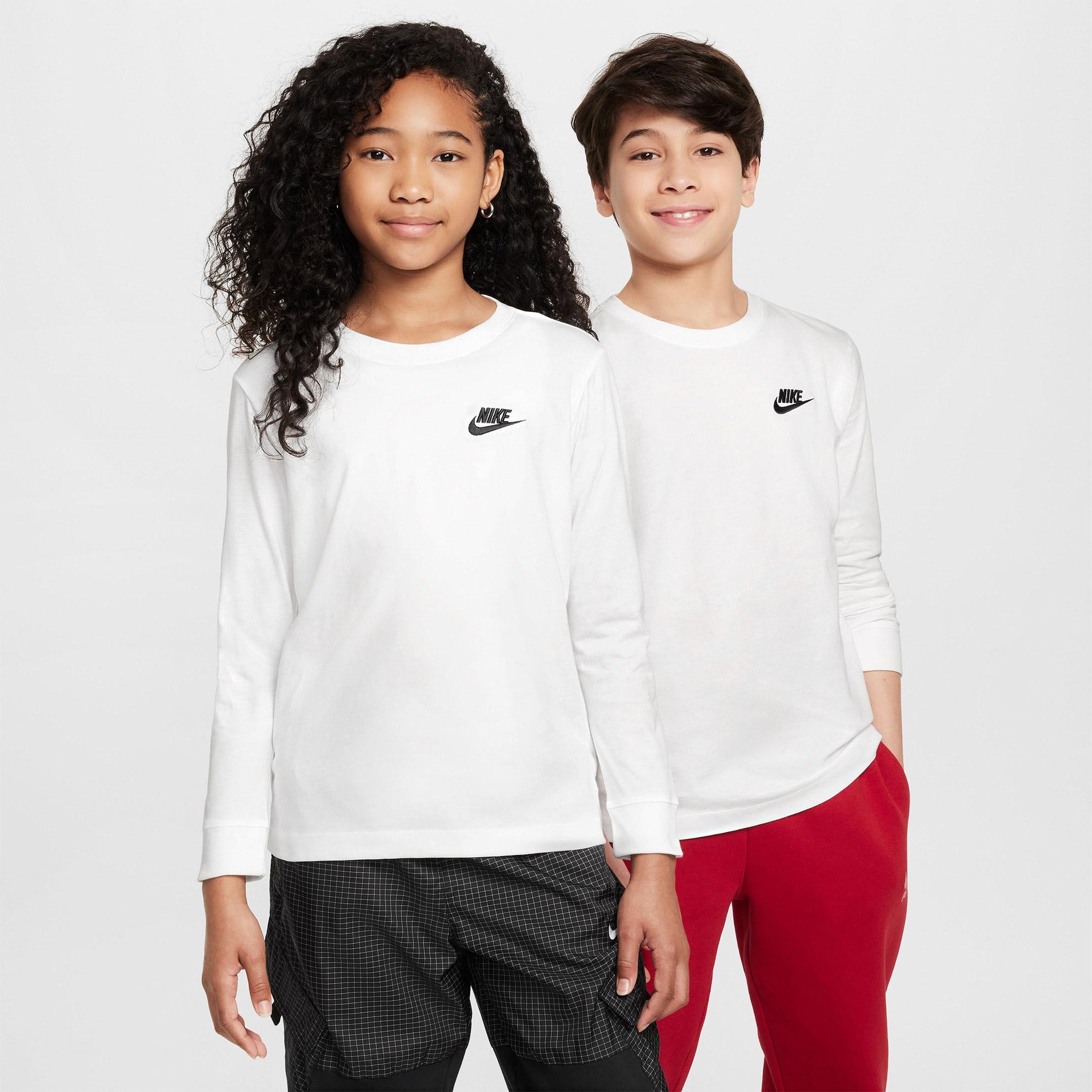 Nike Sportswear Futura Genç Çocuk Beyaz Uzun Kollu T-Shirt
