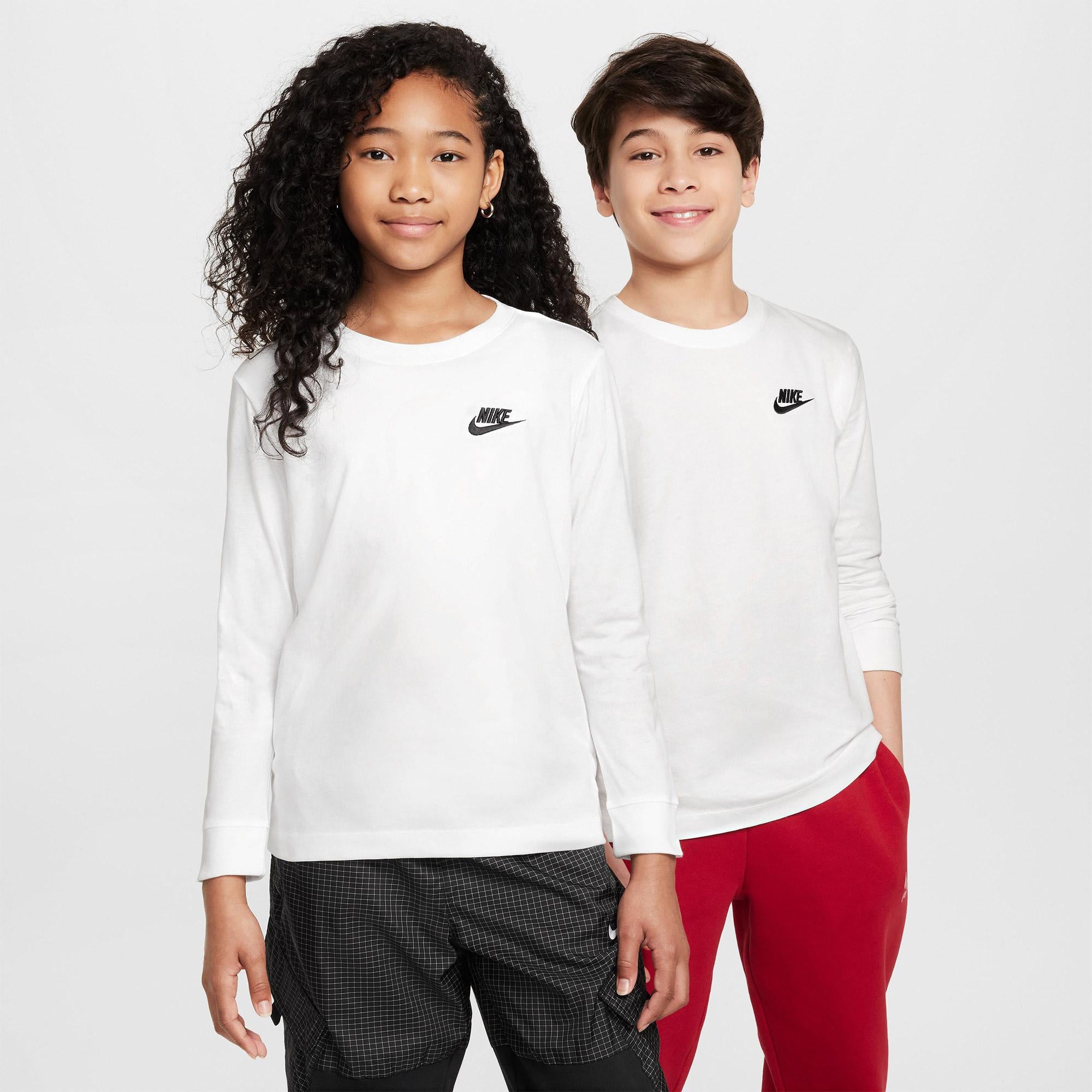 Nike Sportswear Futura Genç Çocuk Beyaz Uzun Kollu T-Shirt