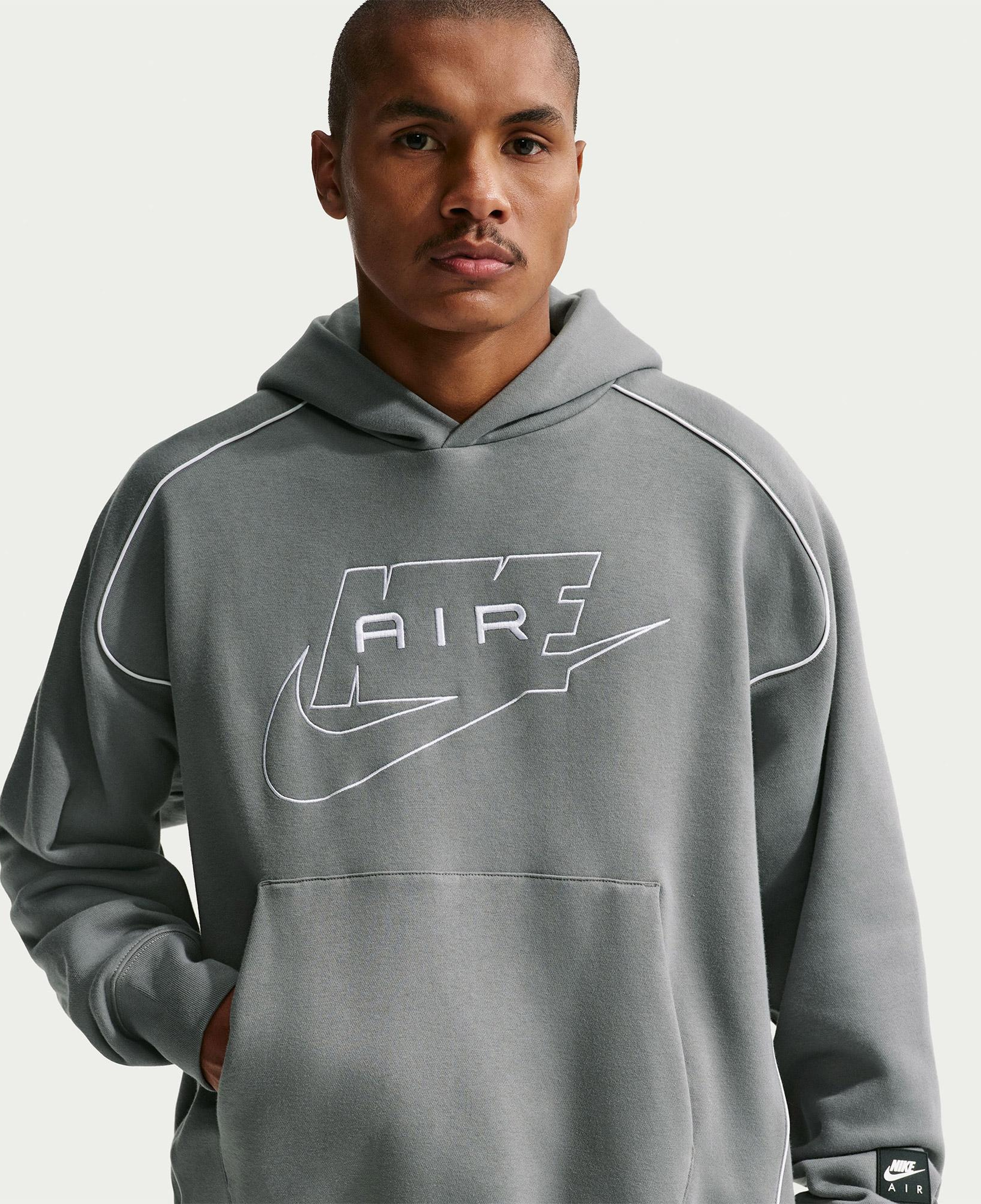 Nike Air Pullover Fleece Erkek Gri Hoodie