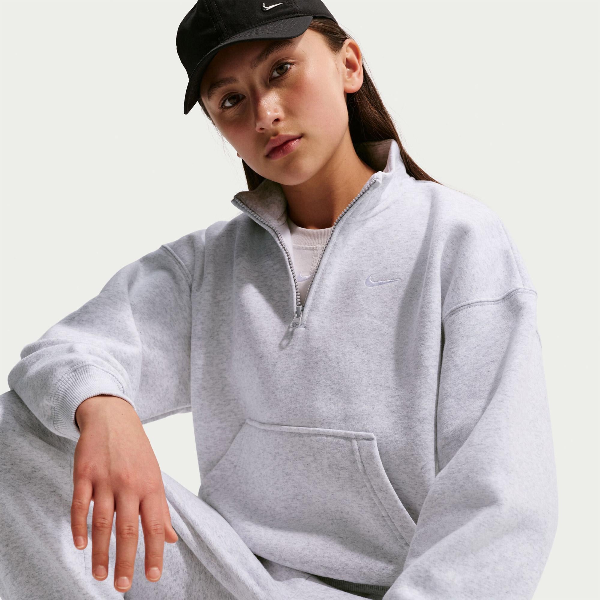 Nike Sportswear Studio Fleece Genç Çocuk Gri Sweatshirt