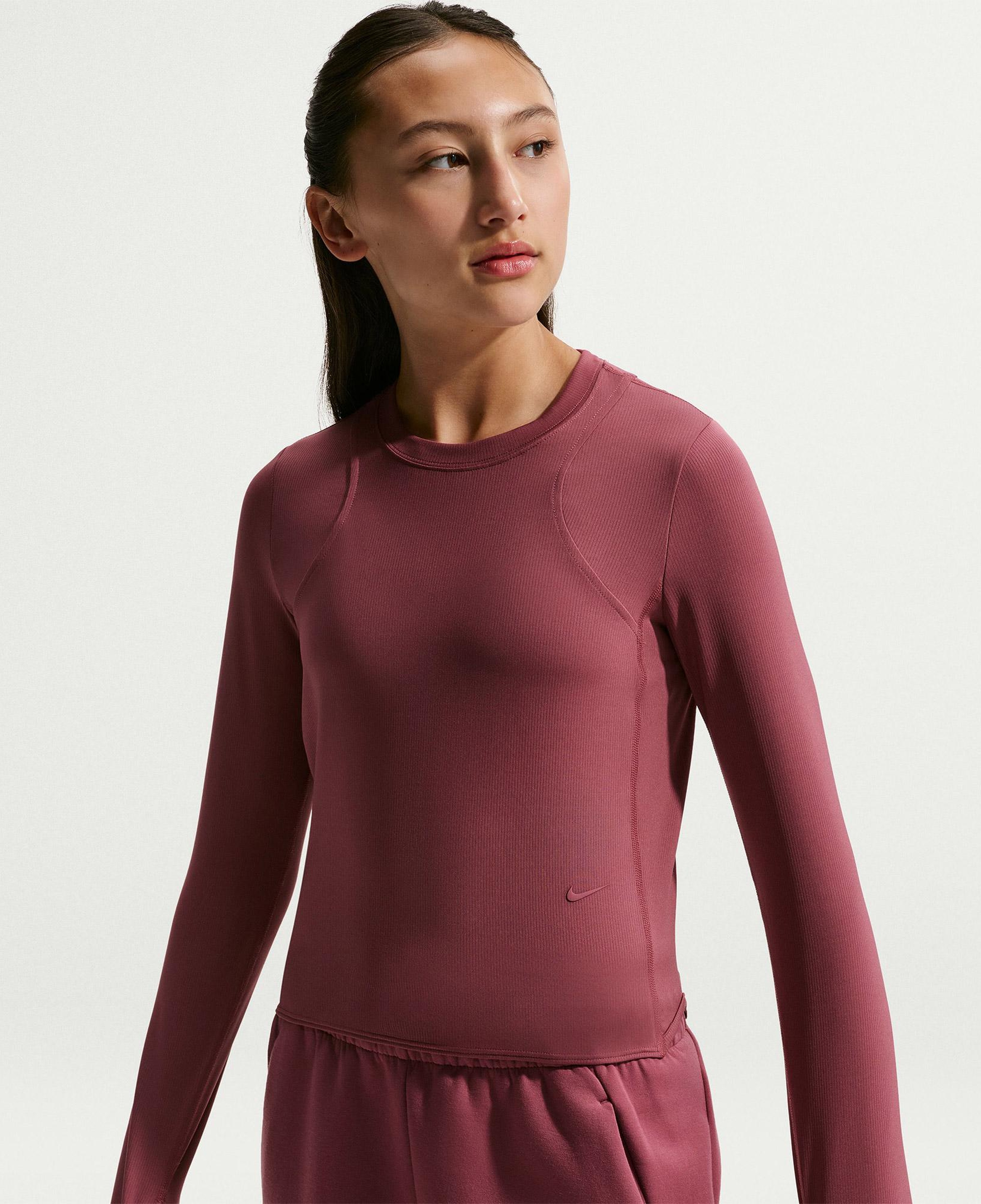 Nike Mavn Dri-Fit Ribbed Genç Çocuk Pembe Uzun Kollu T-Shirt