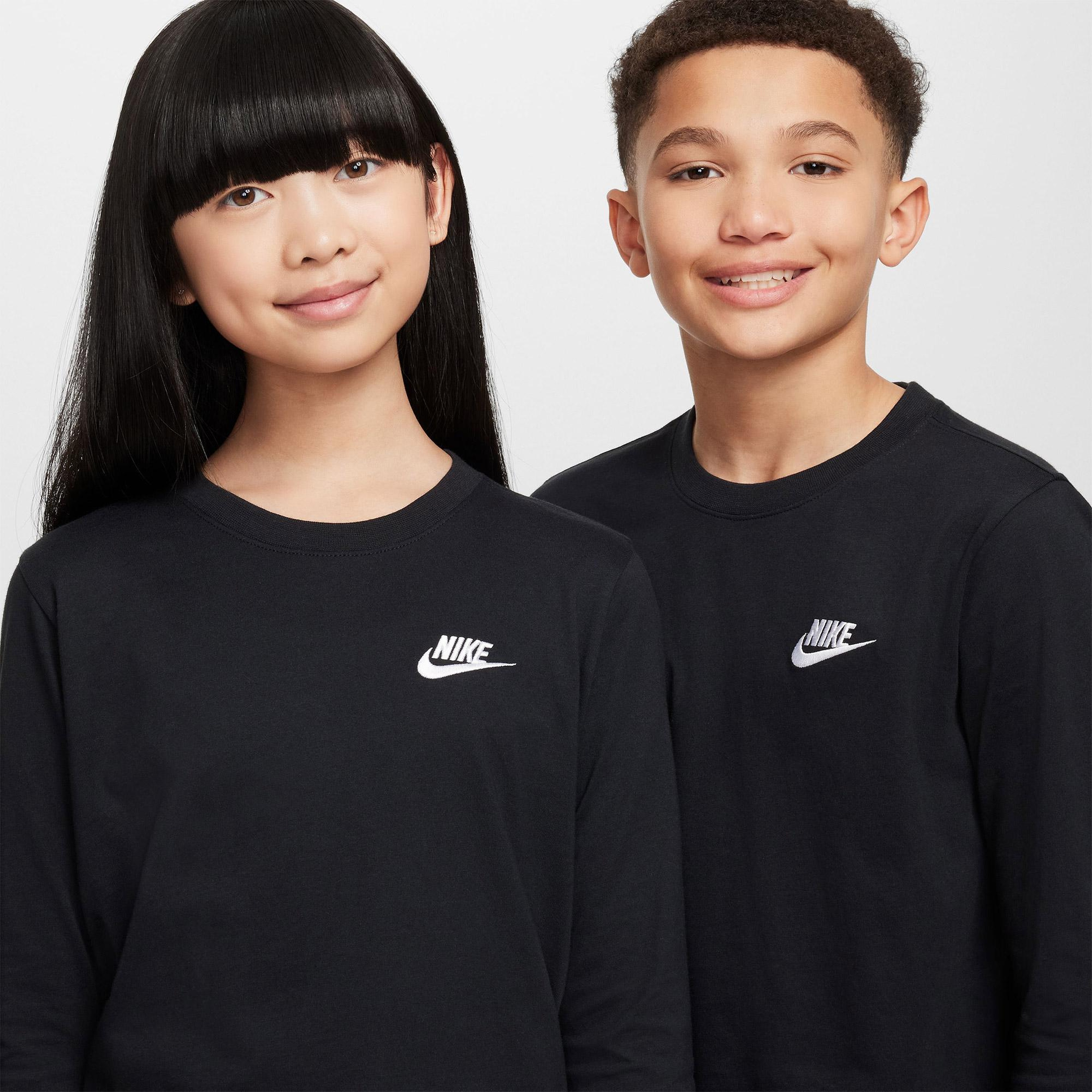 Nike Sportswear Futura Genç Çocuk Siyah Uzun Kollu T-Shirt