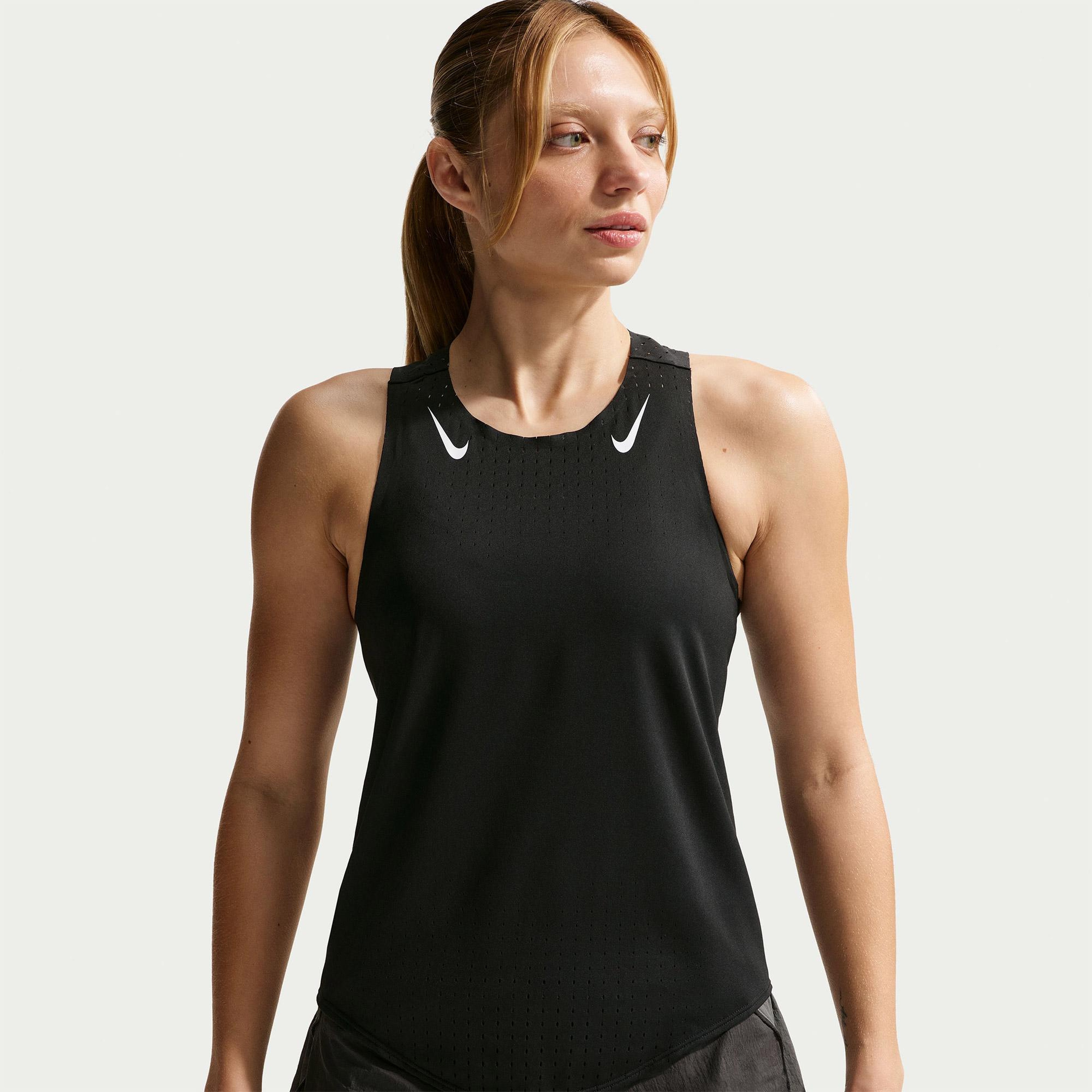Nike AeroSwift Dri-Fit ADV Kadın Siyah Kolsuz T-Shirt