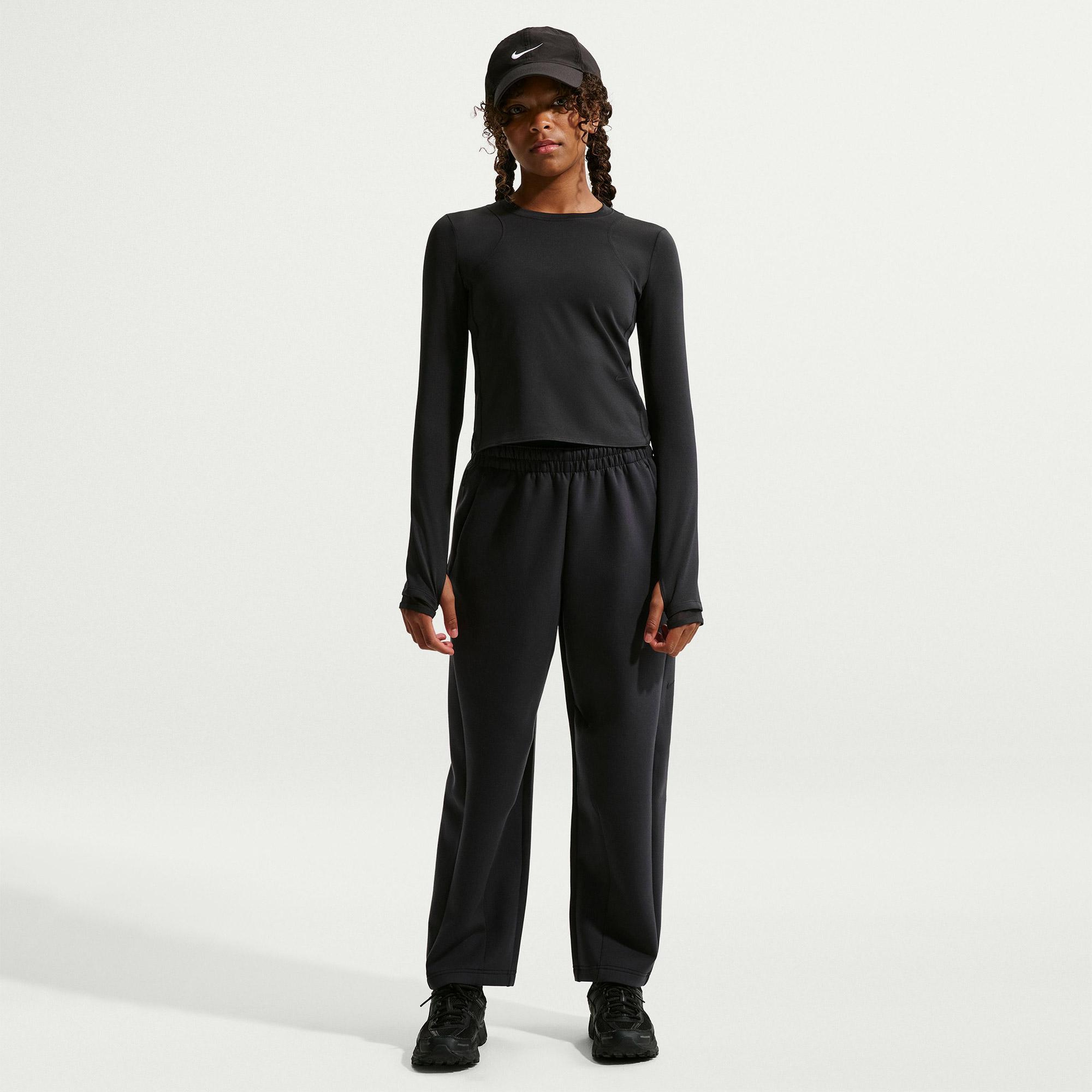 Nike Mavn Dri-Fit Ribbed Genç Çocuk Siyah Uzun Kollu T-Shirt