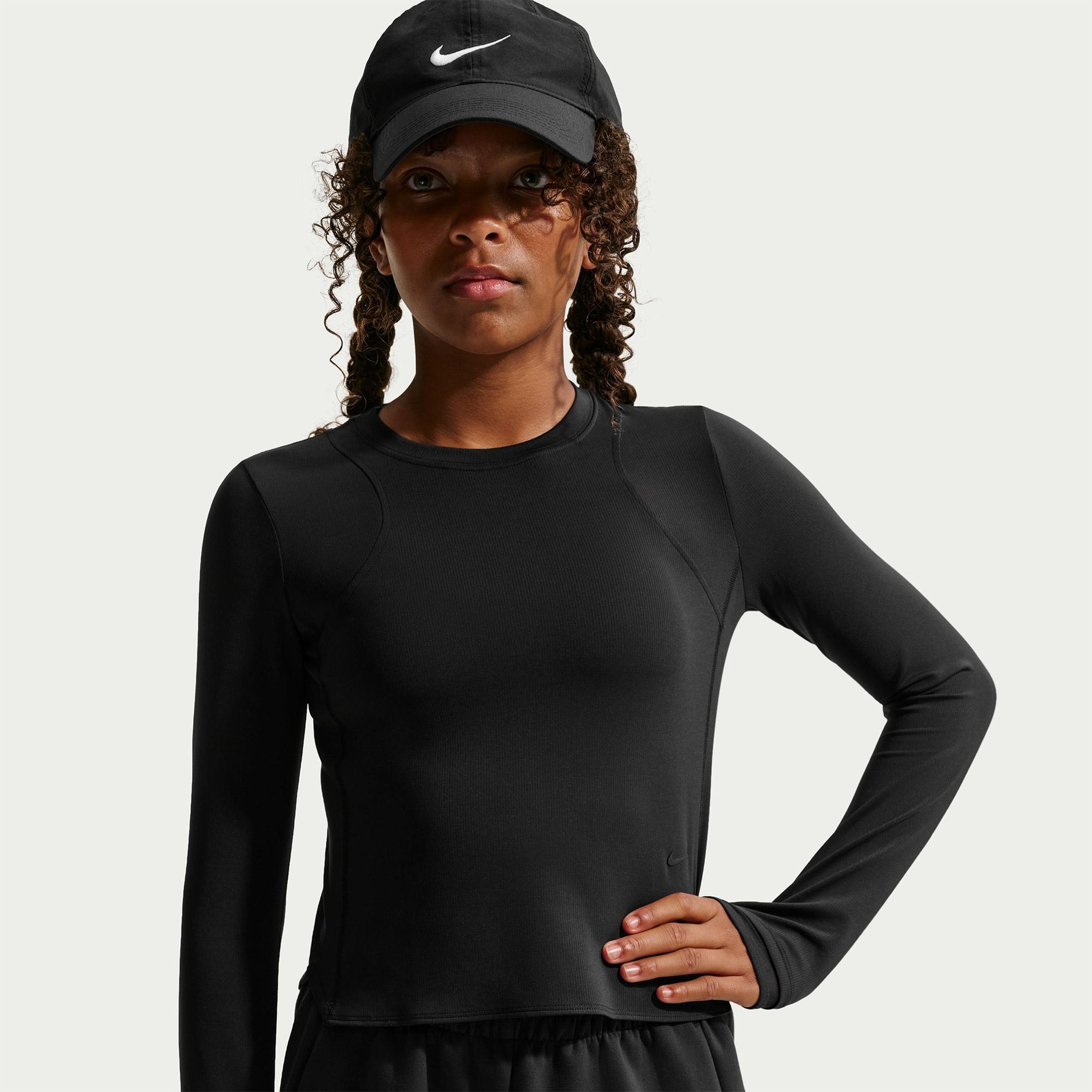 Nike Mavn Dri-Fit Ribbed Genç Çocuk Siyah Uzun Kollu T-Shirt