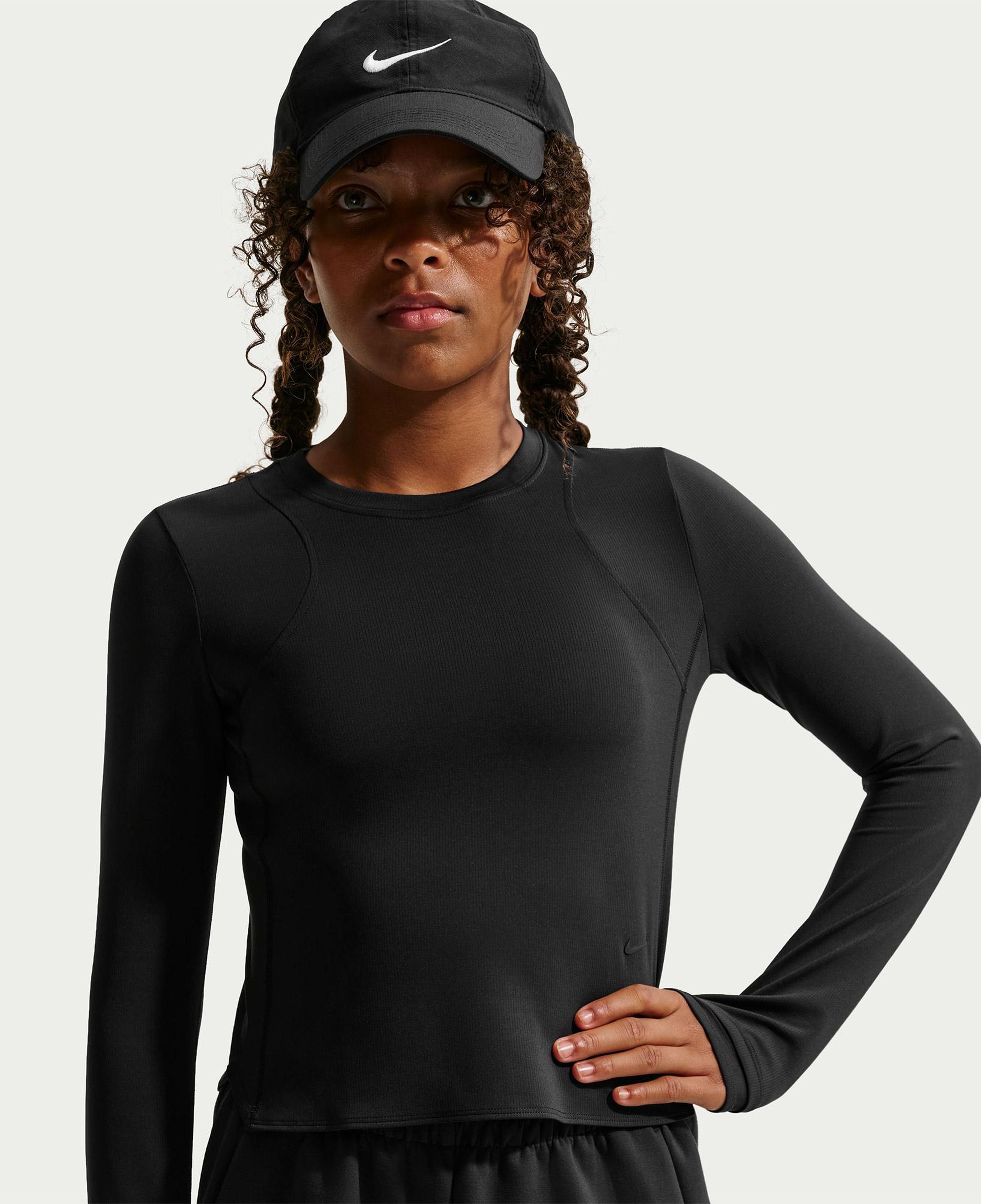 Nike Mavn Dri-Fit Ribbed Genç Çocuk Siyah Uzun Kollu T-Shirt
