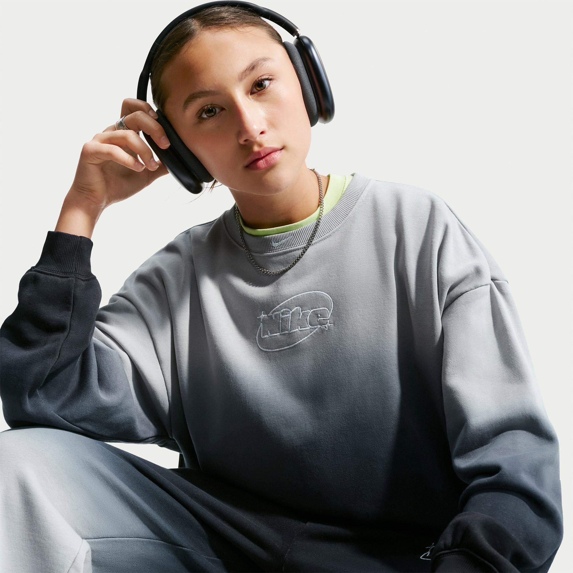Nike Sportswear Studio Fleece Lightweight Genç Çocuk Gri Sweatshirt