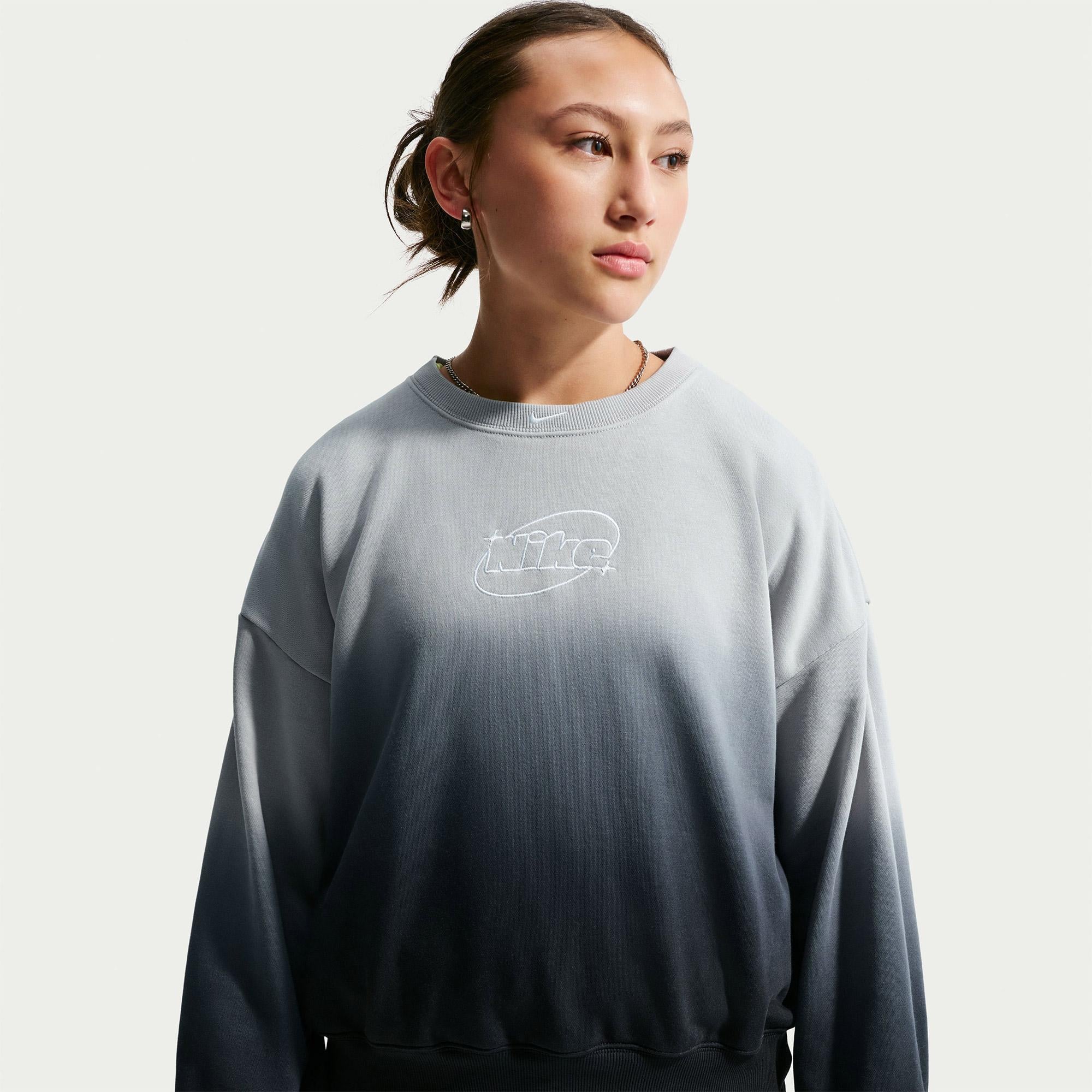Nike Sportswear Studio Fleece Lightweight Genç Çocuk Gri Sweatshirt