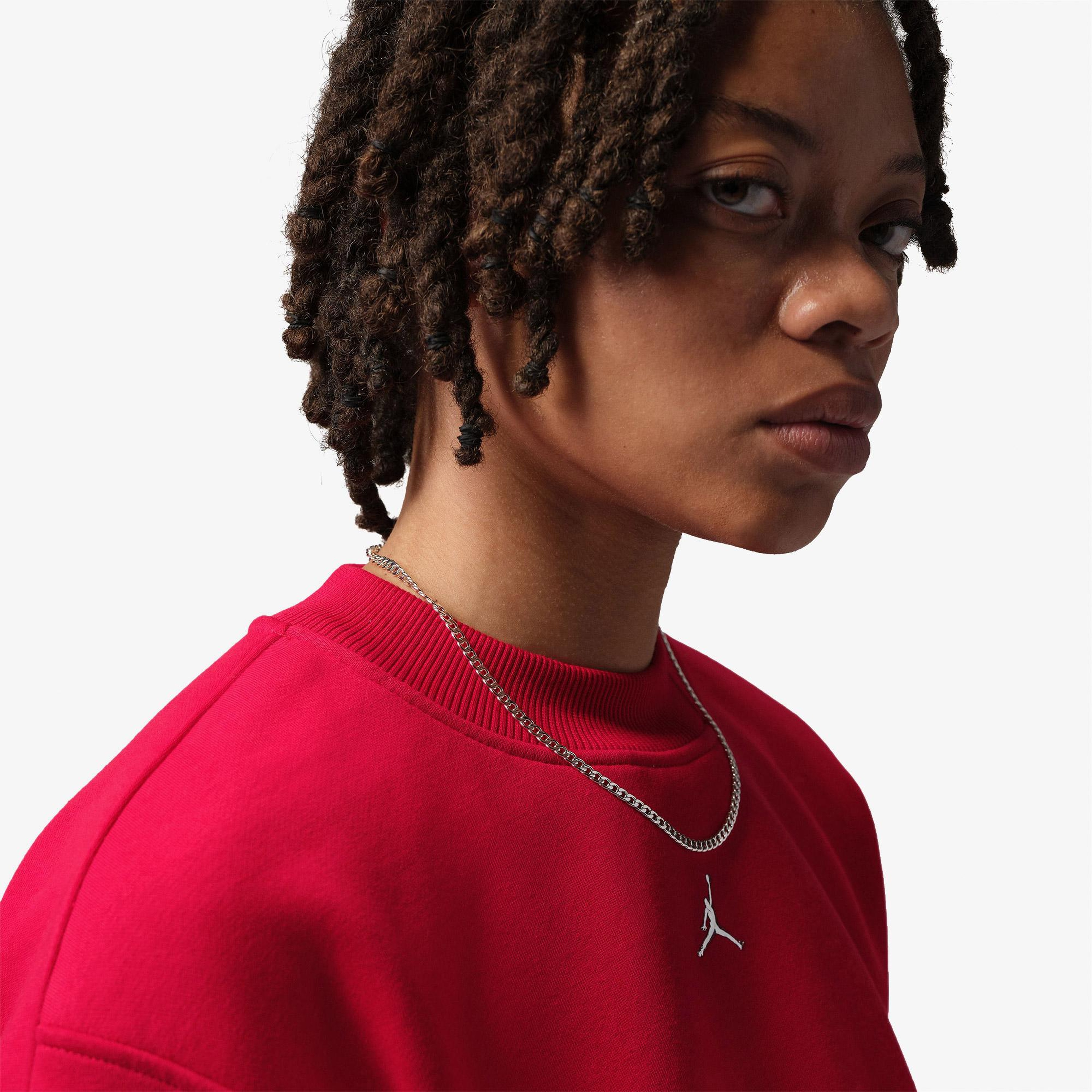 Jordan Brooklyn Fleece Crew Kadın Kırmızı Sweatshirt