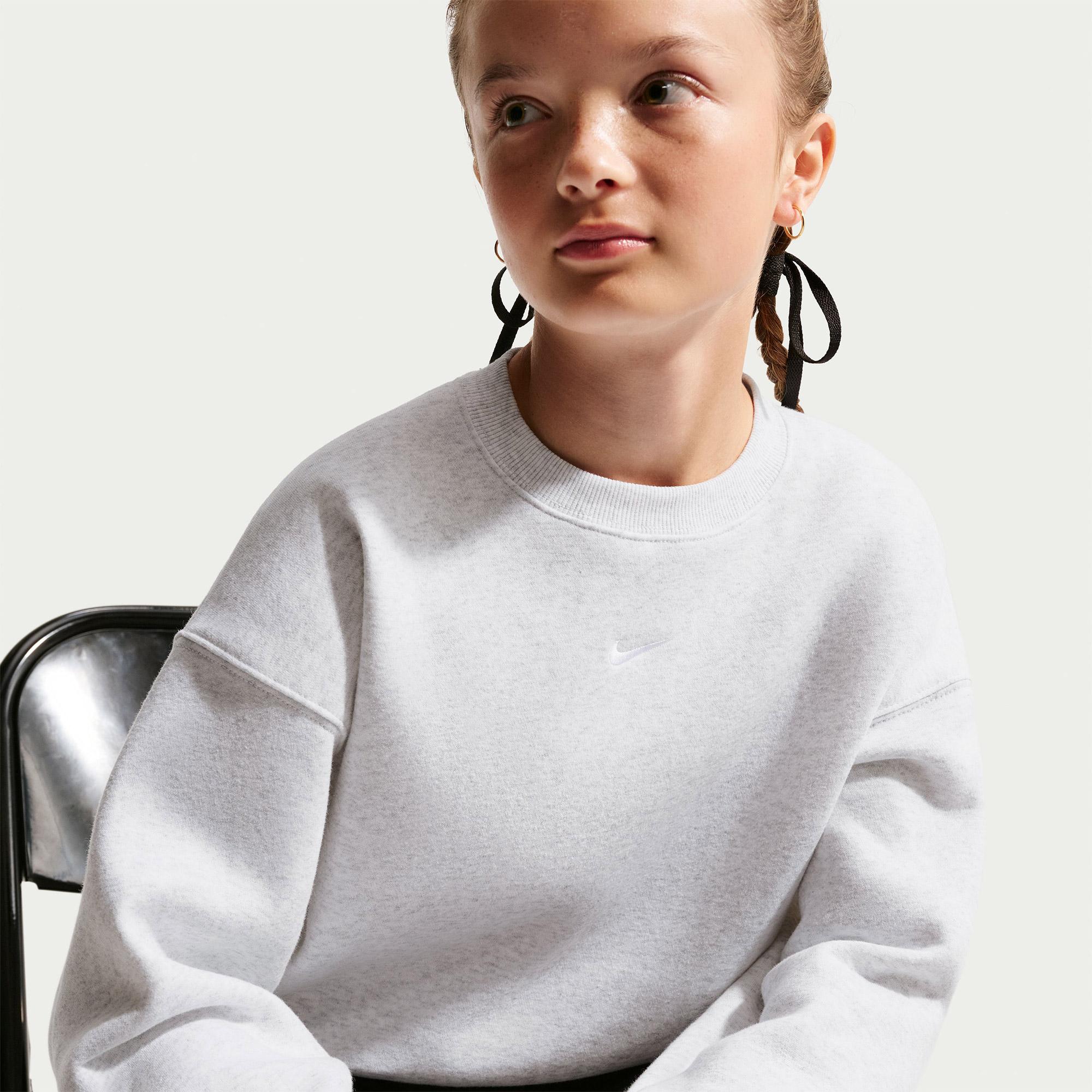 Nike Sportswear Studio Fleece Genç Çocuk Gri Sweatshirt