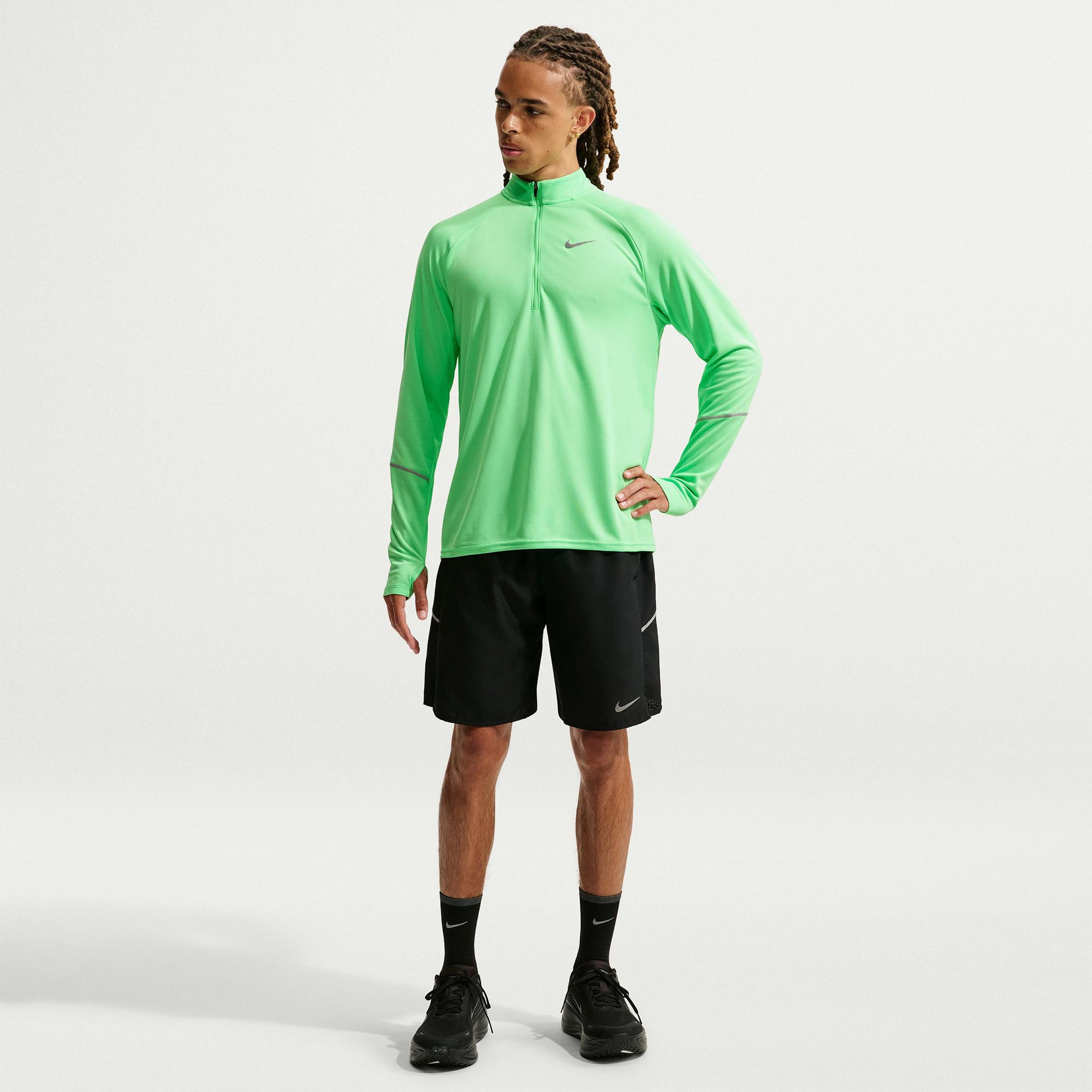 Nike Dri-Fit UV Miler Erkek Yeşil Uzun Kollu T-Shirt
