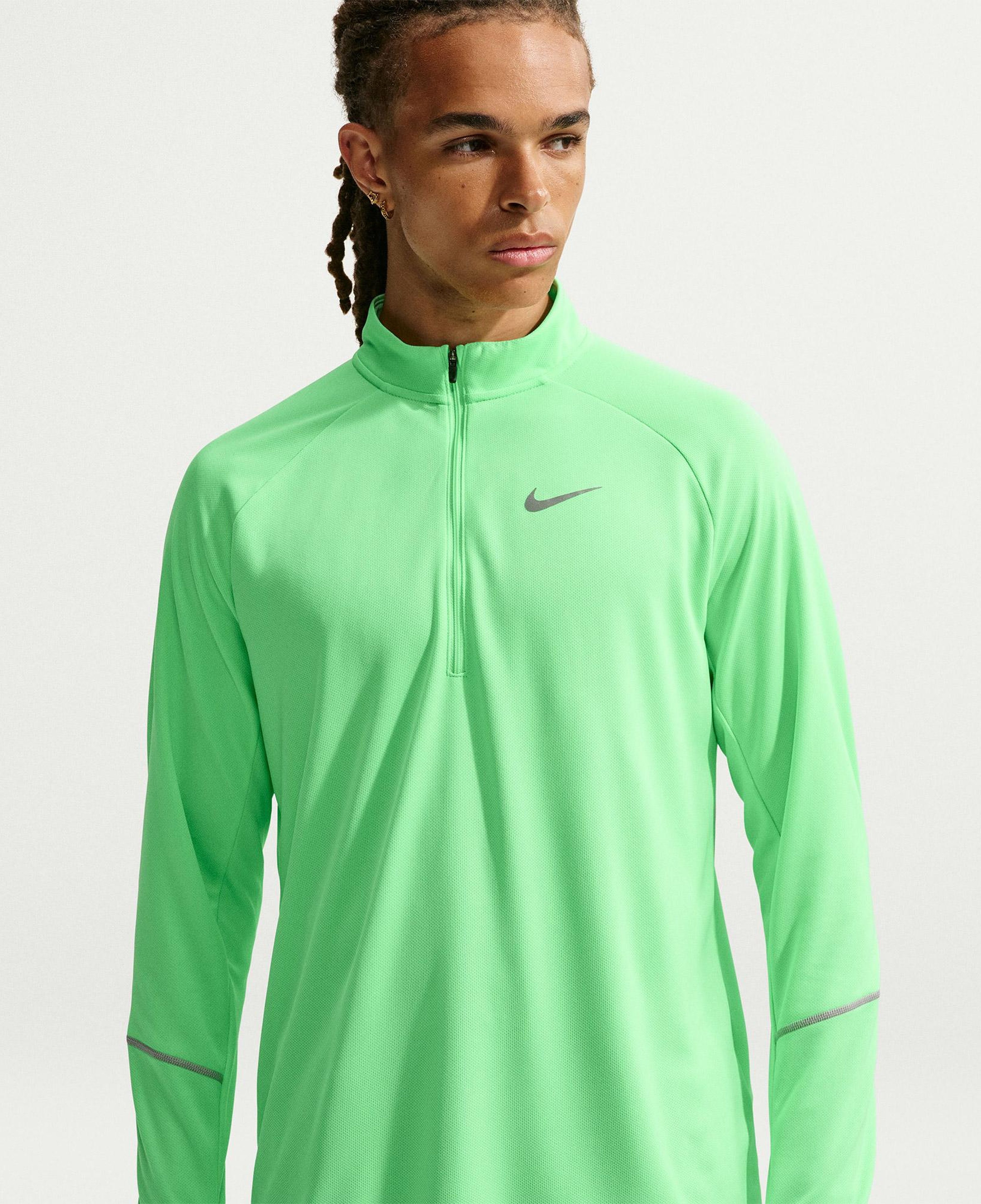 Nike Dri-Fit UV Miler Erkek Yeşil Uzun Kollu T-Shirt