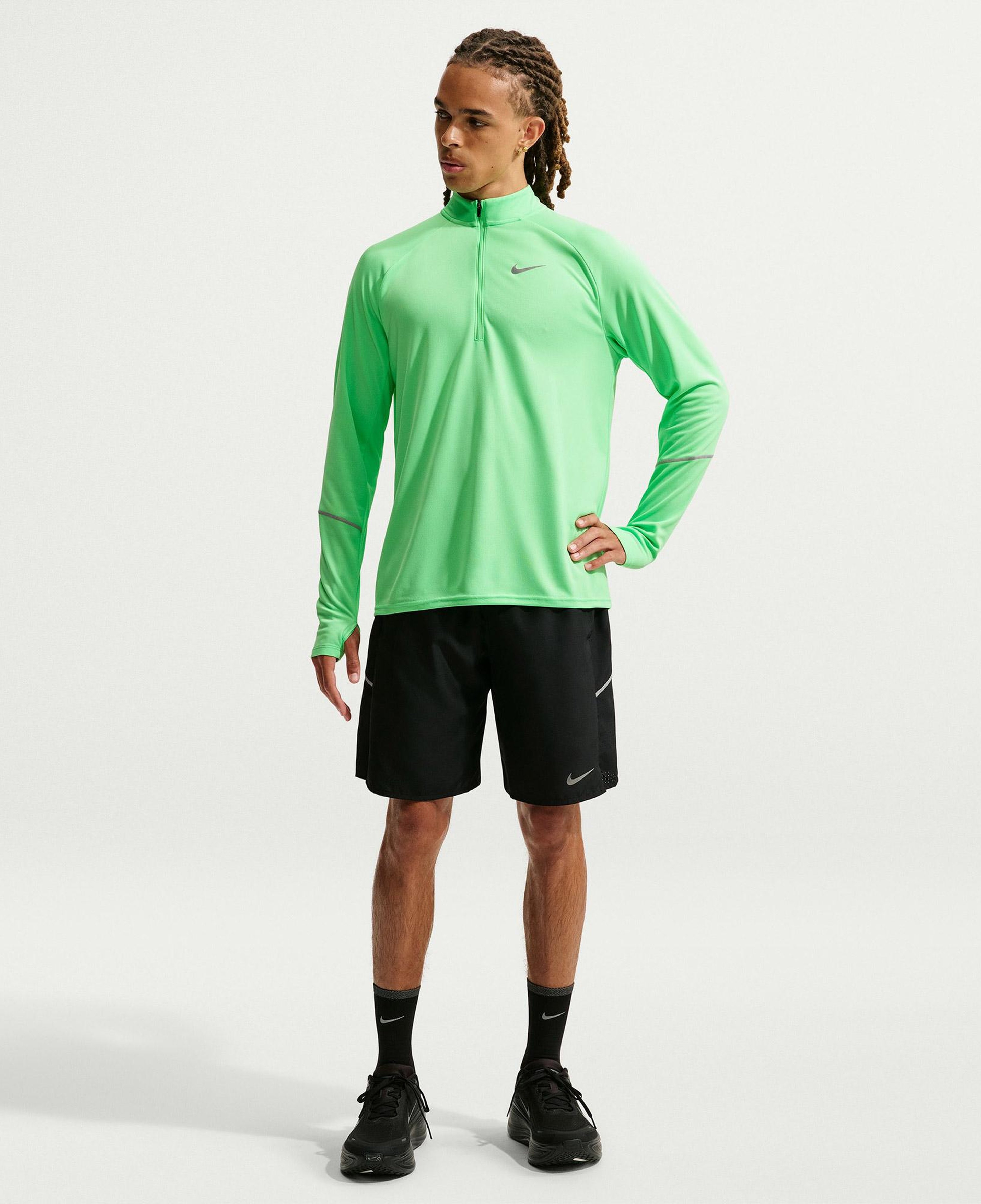 Nike Dri-Fit UV Miler Erkek Yeşil Uzun Kollu T-Shirt