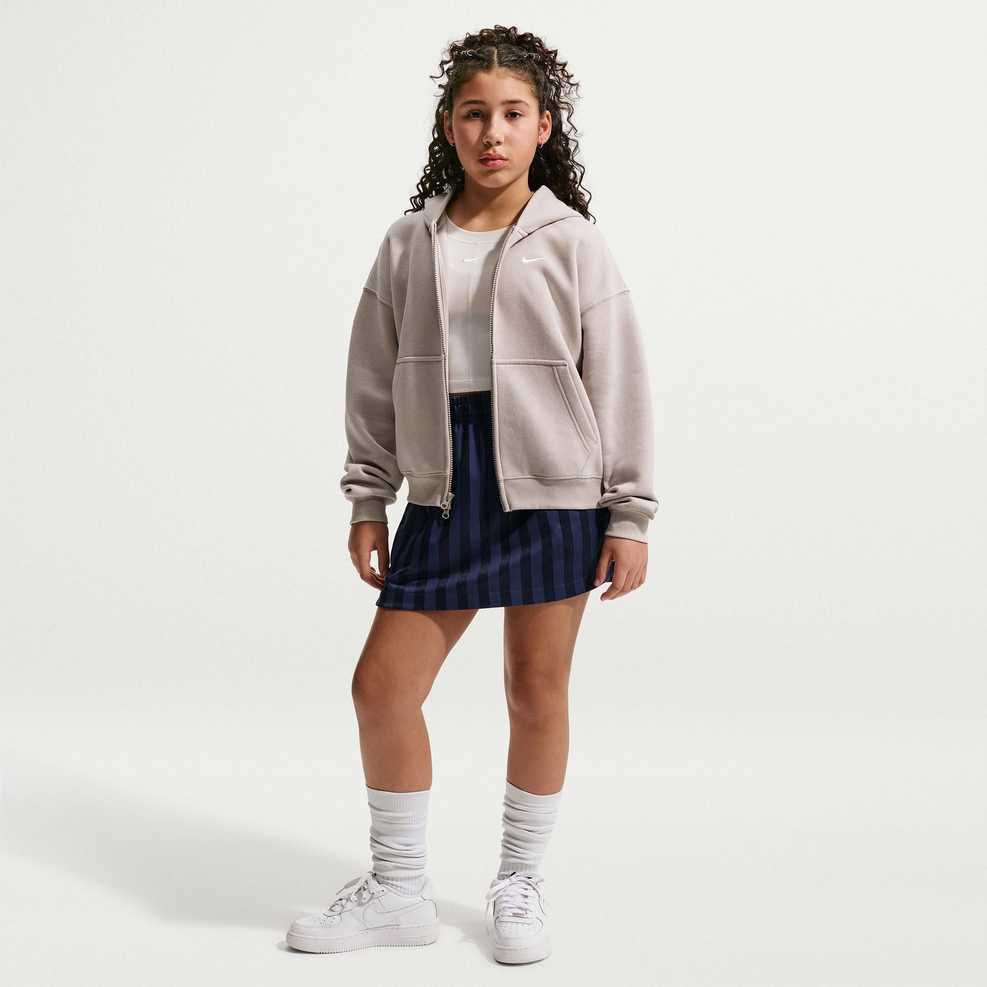 Nike Sportswear Studio Fleece Genç Çocuk Bej Eşofman Üstü