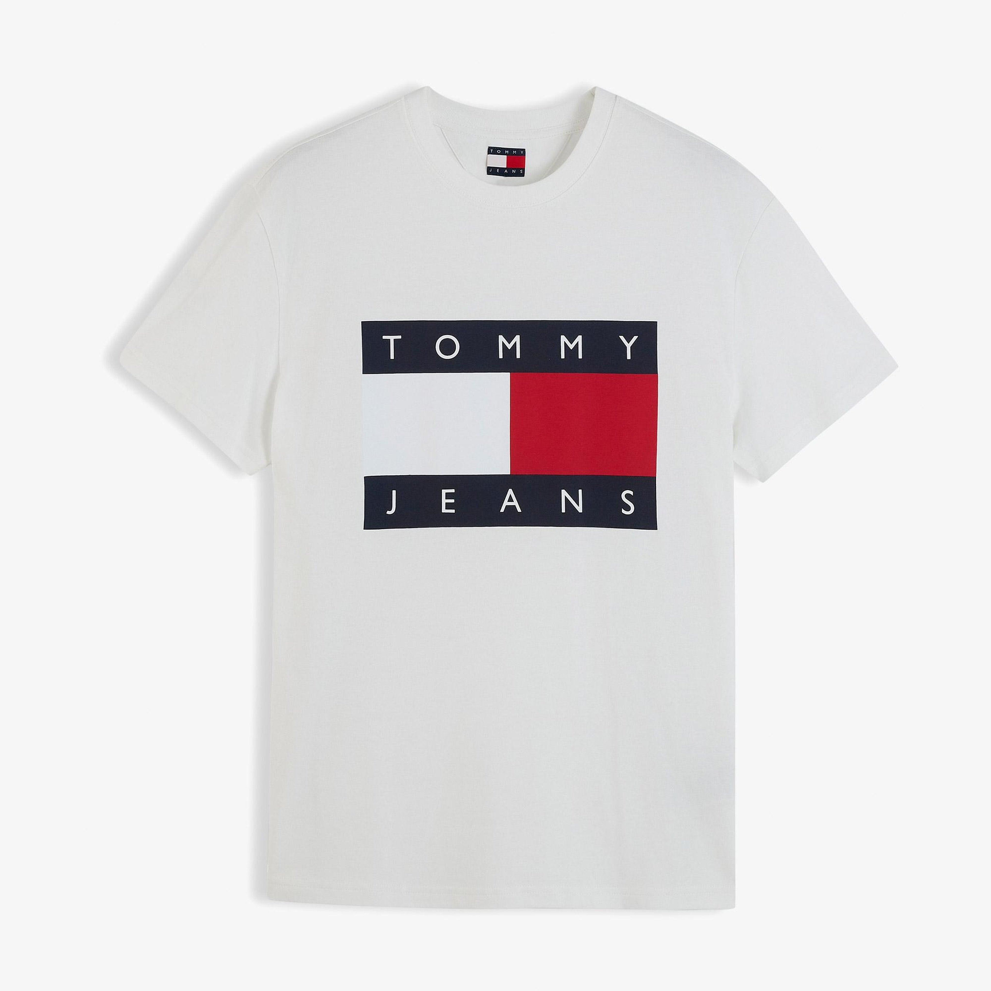 Tommy Hilfiger Big Flag Erkek Beyaz T-Shirt