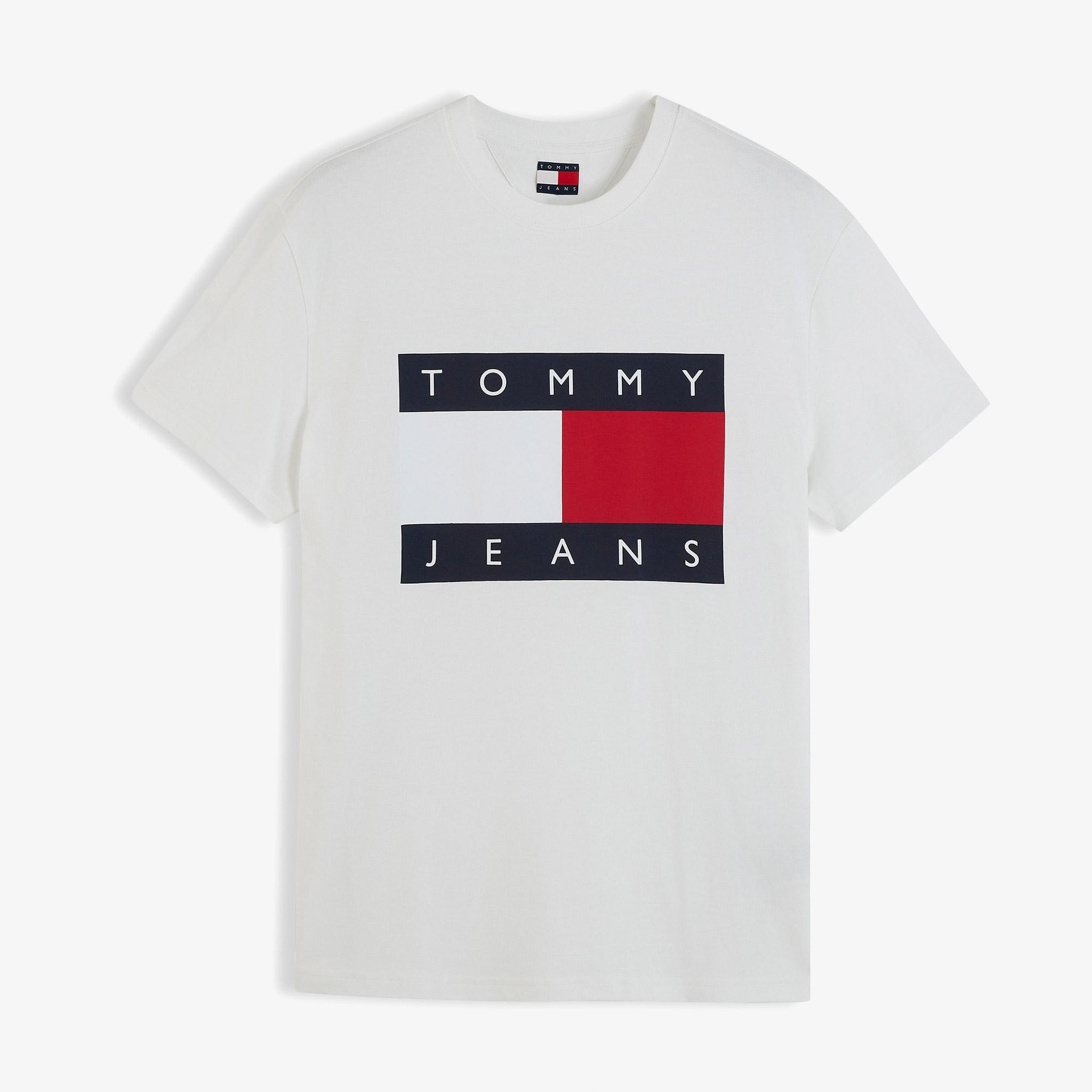Tommy Hilfiger Big Flag Erkek Beyaz T-Shirt