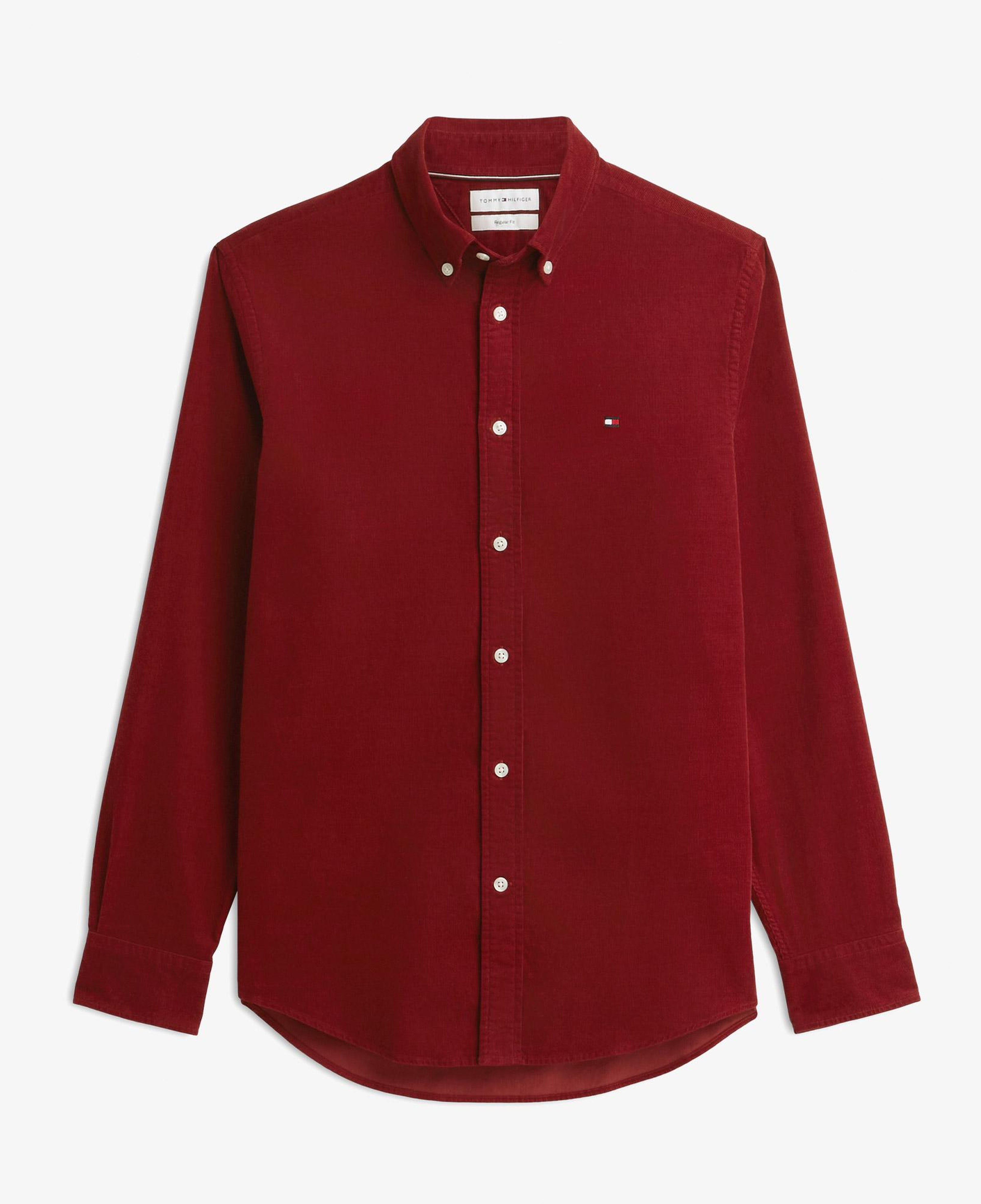 Tommy Hilfiger Solid Corduroy Erkek Kırmızı Gömlek