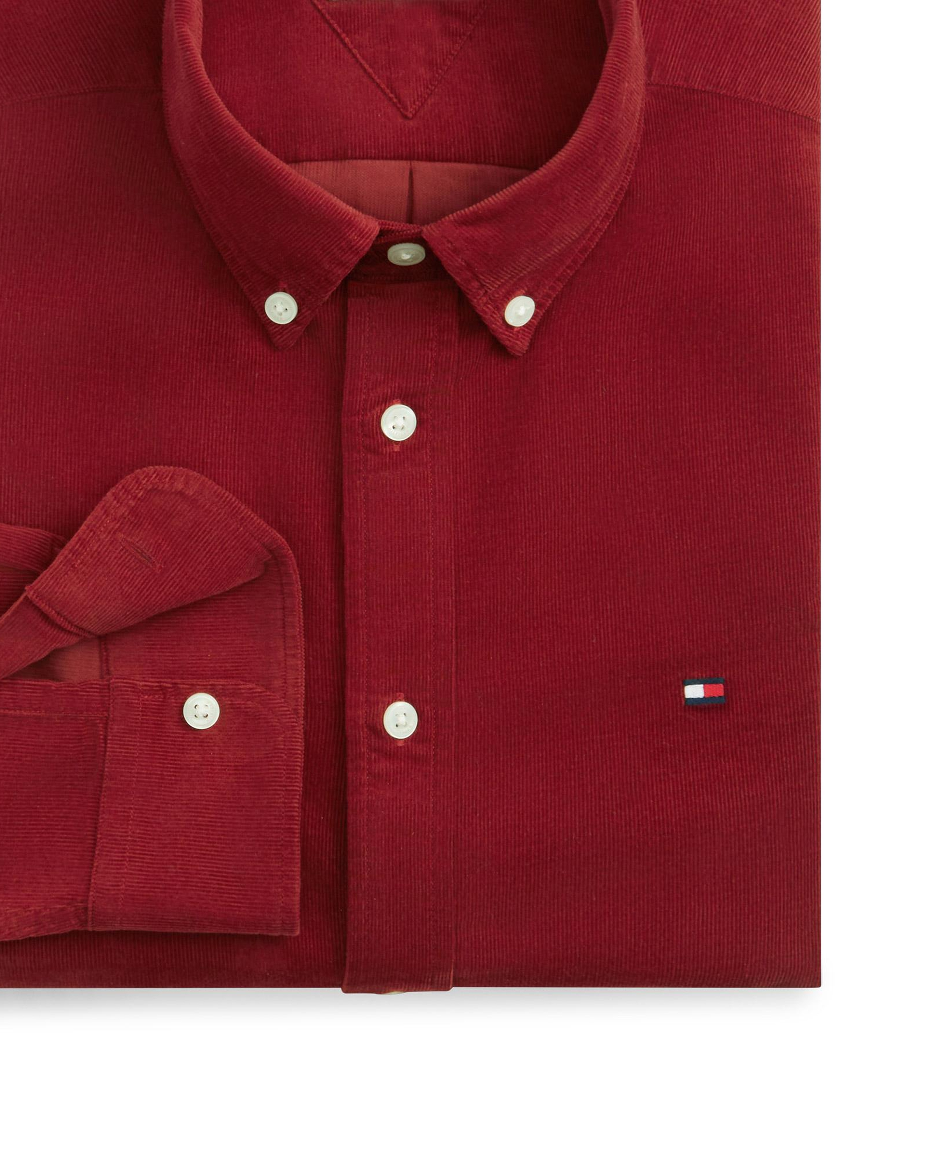 Tommy Hilfiger Solid Corduroy Erkek Kırmızı Gömlek