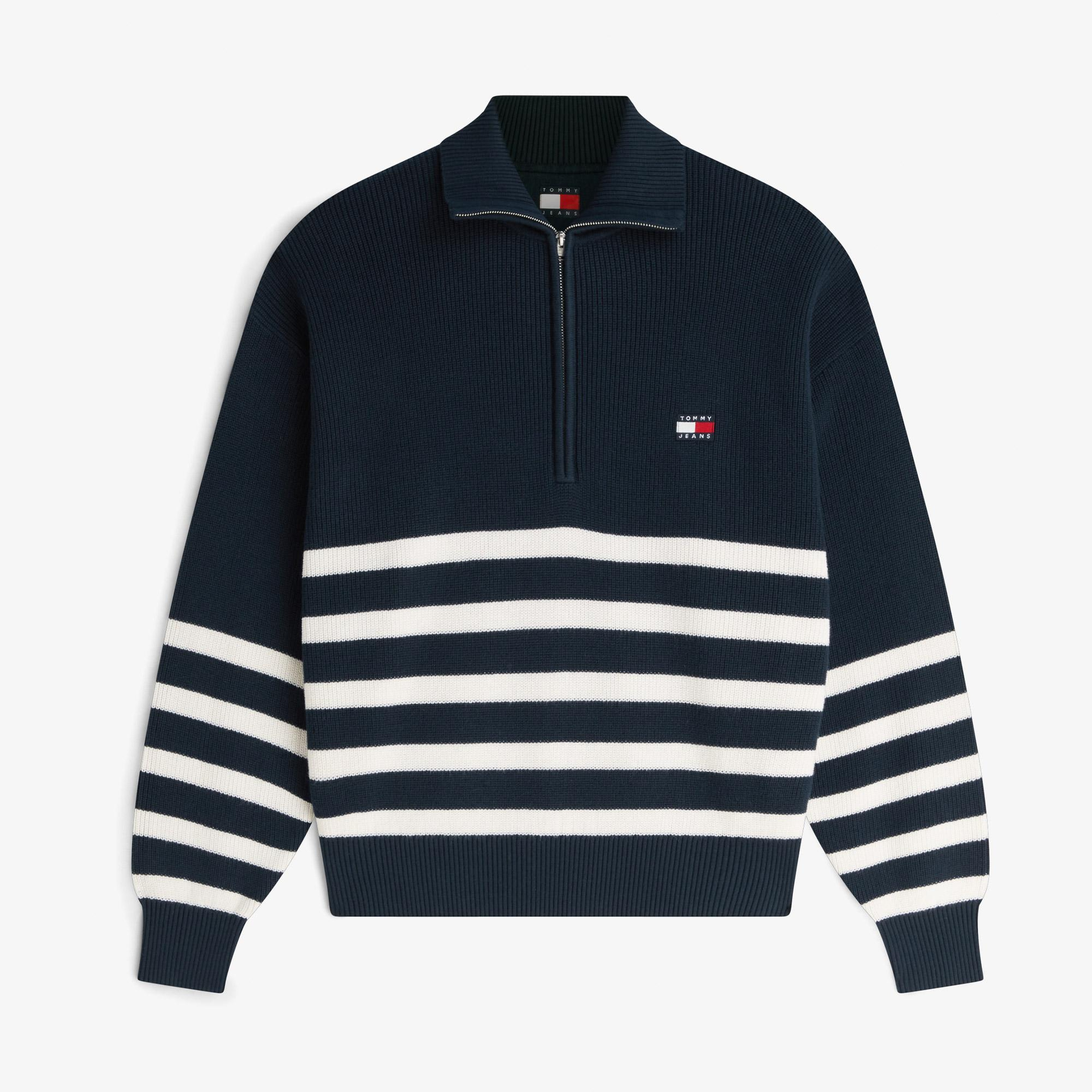 Tommy Hilfiger Quarter Zip Kadın Mavi Triko