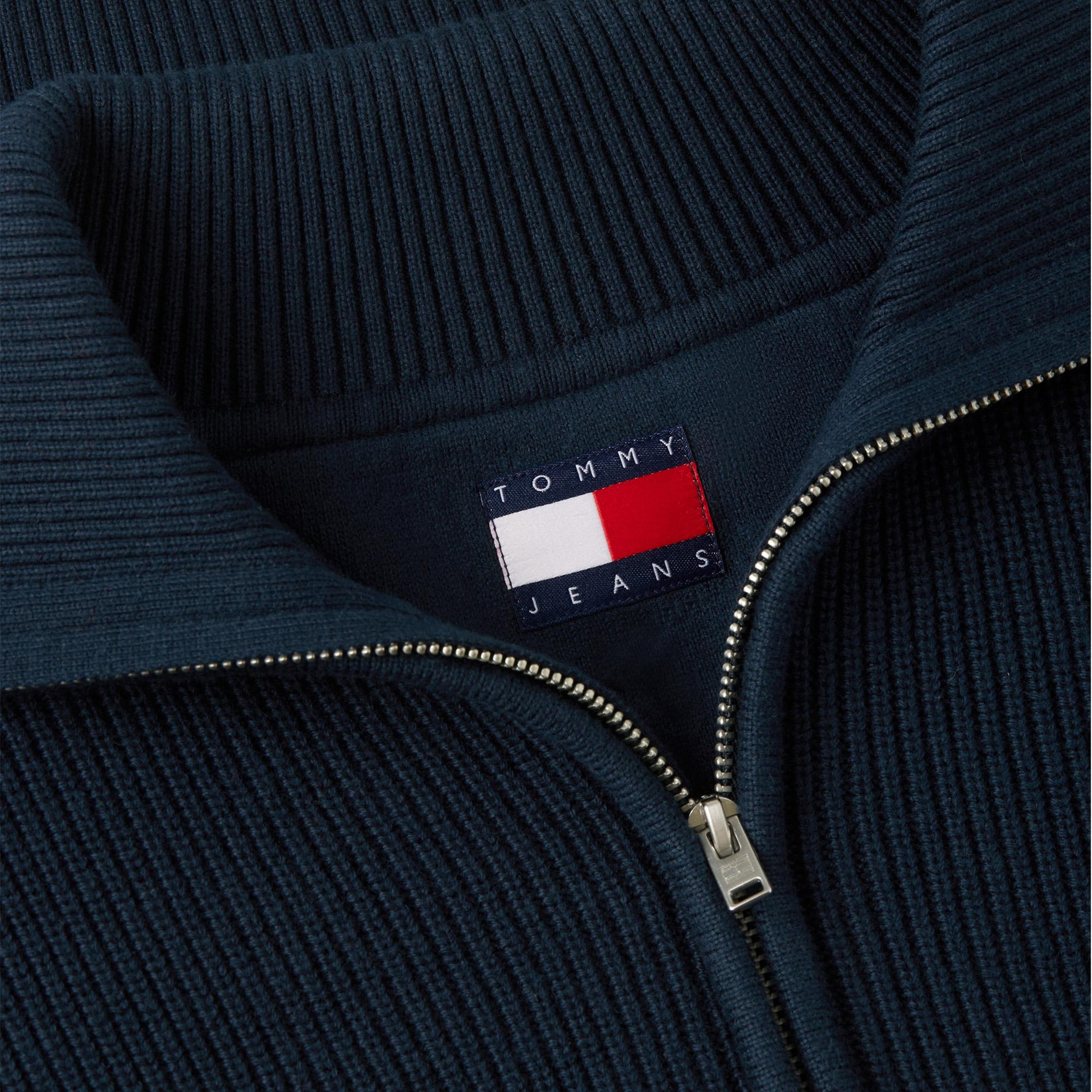 Tommy Hilfiger Quarter Zip Kadın Mavi Triko