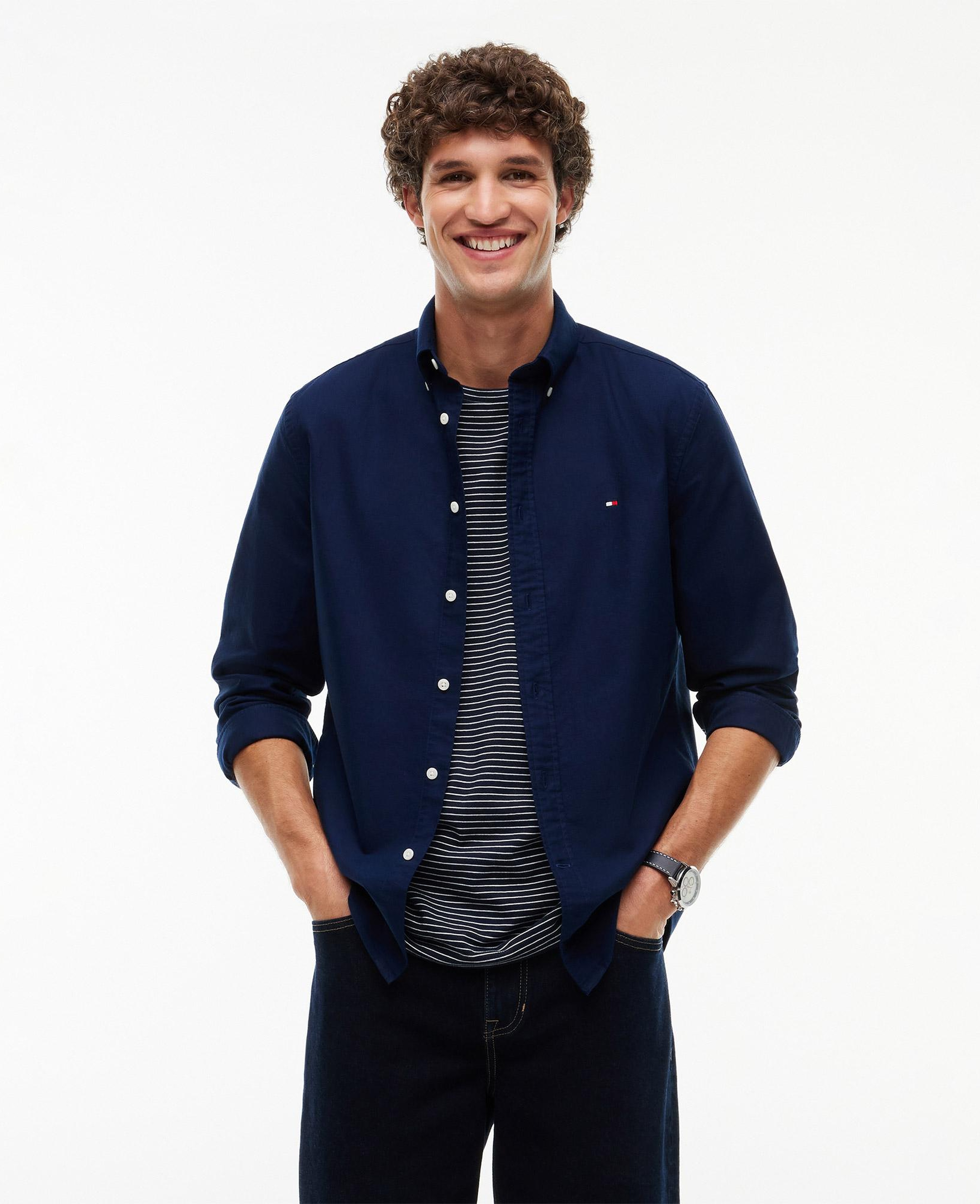 Tommy Hilfiger Solid Heritage Oxford Erkek Mavi Gömlek