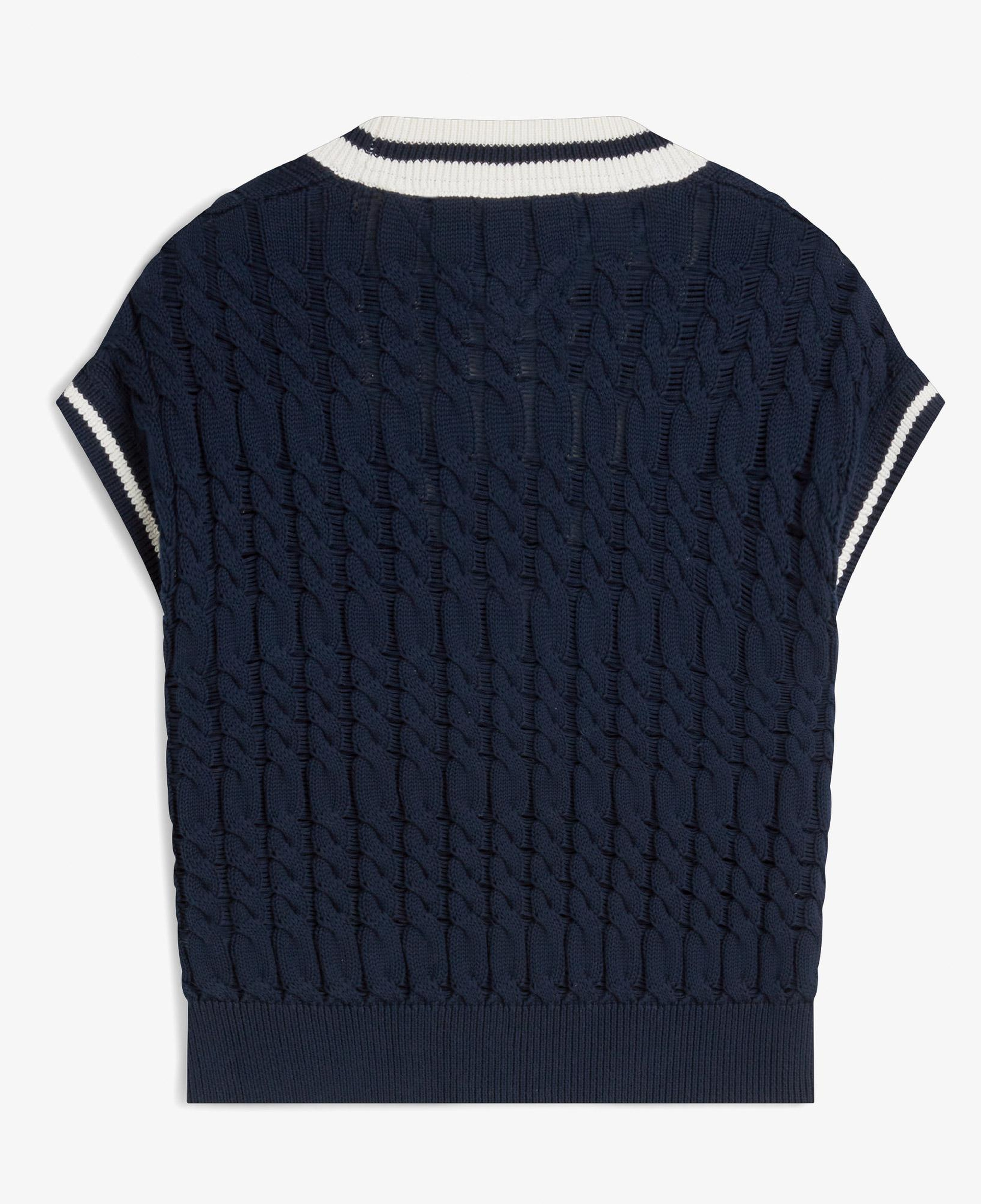 Tommy Hilfiger Tipping V Yaka Cable Kadın Mavi Triko