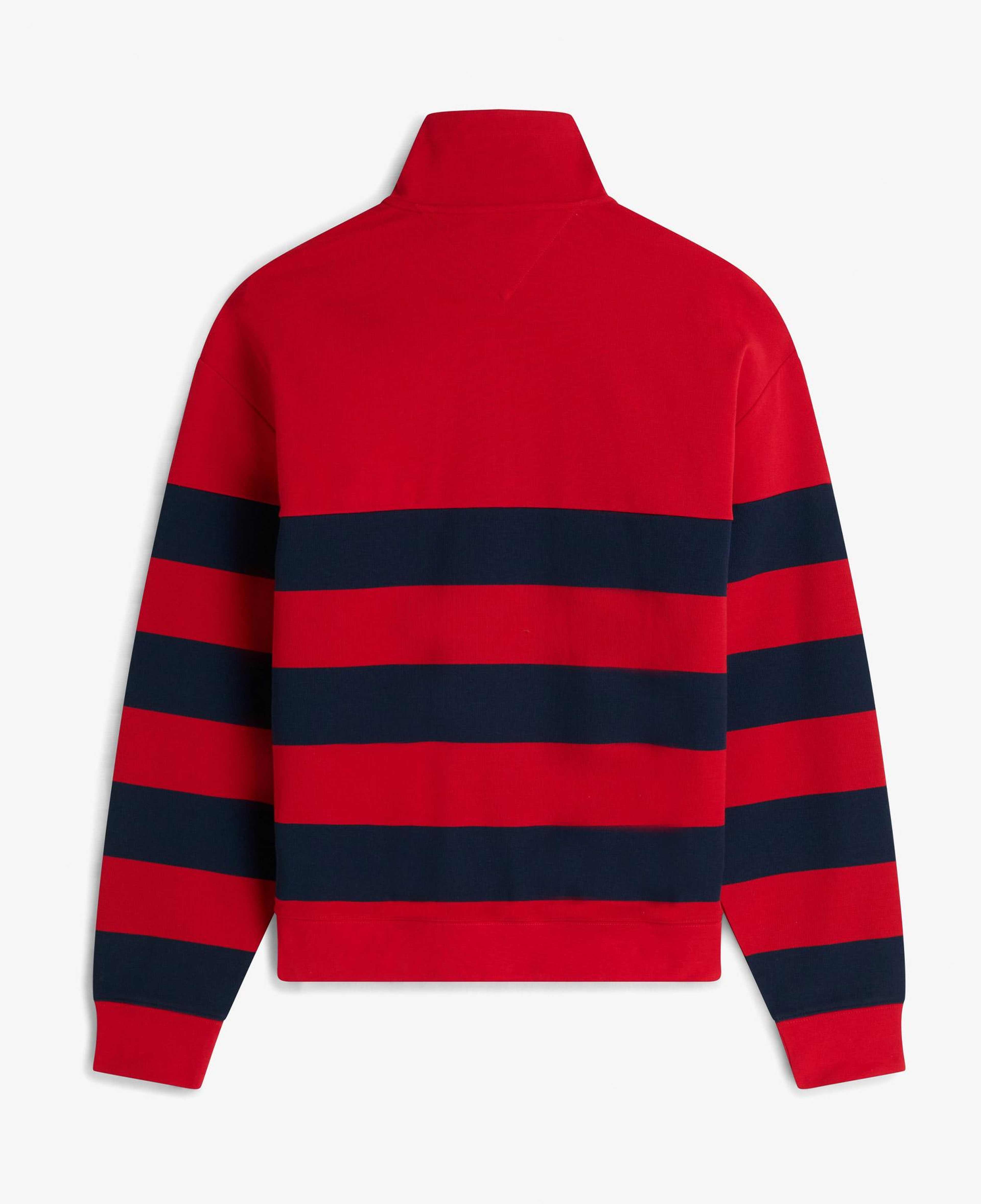 Tommy Hilfiger Nautical Block Stripe 1/4 Zip Erkek Kırmızı Sweatshirt